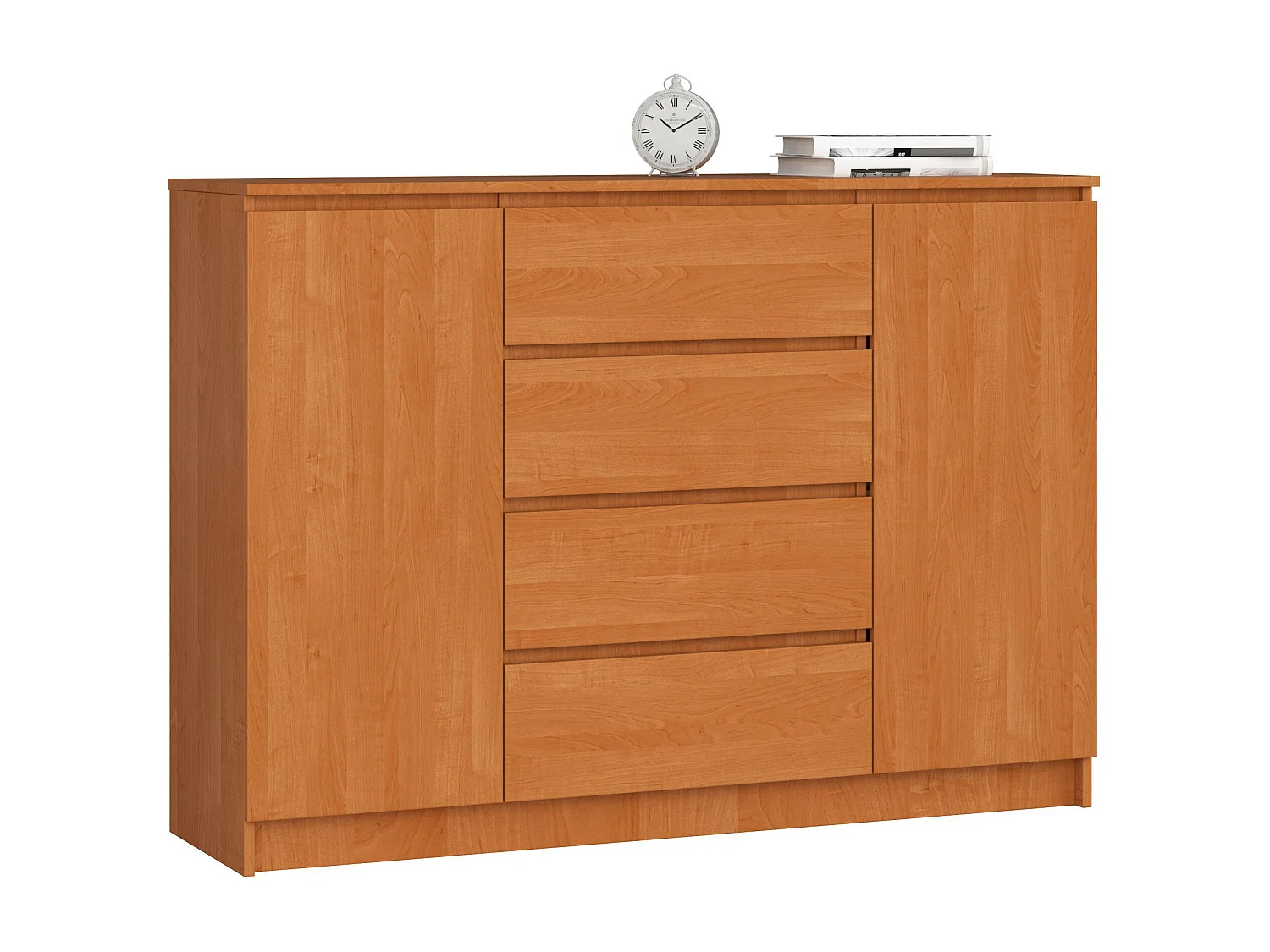 Olijfrijke Eikenhouten Dressoir K140 2D 4SZ - 2 Deuren, 4 Lades - Zelfmontage - 138cm Breed - Mat Afwerking