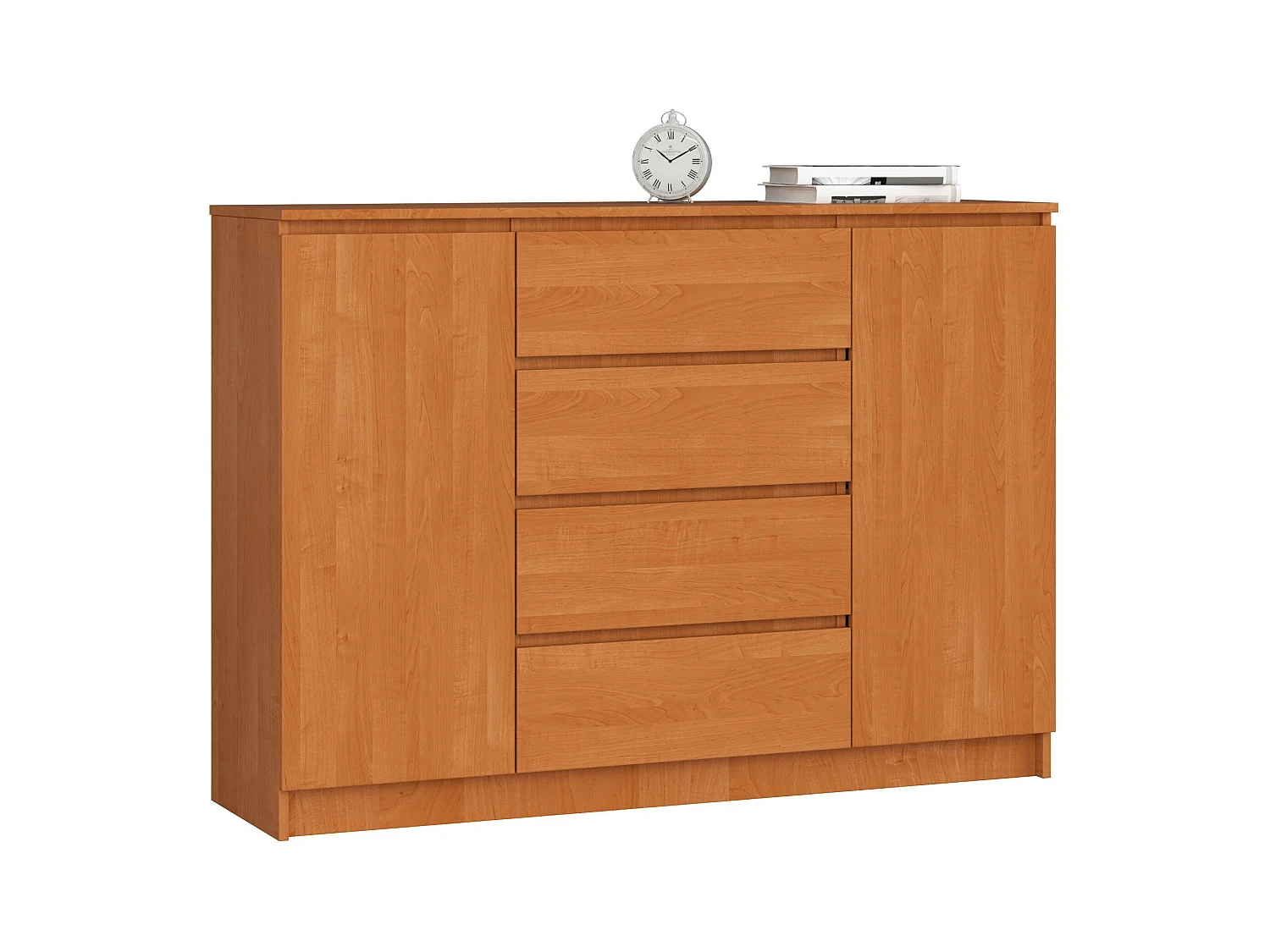 Commode AKORD K140 Aulne 138 cm 2 portes 4 tiroirs façade Aulne 4 étagères 138x40x99 cm