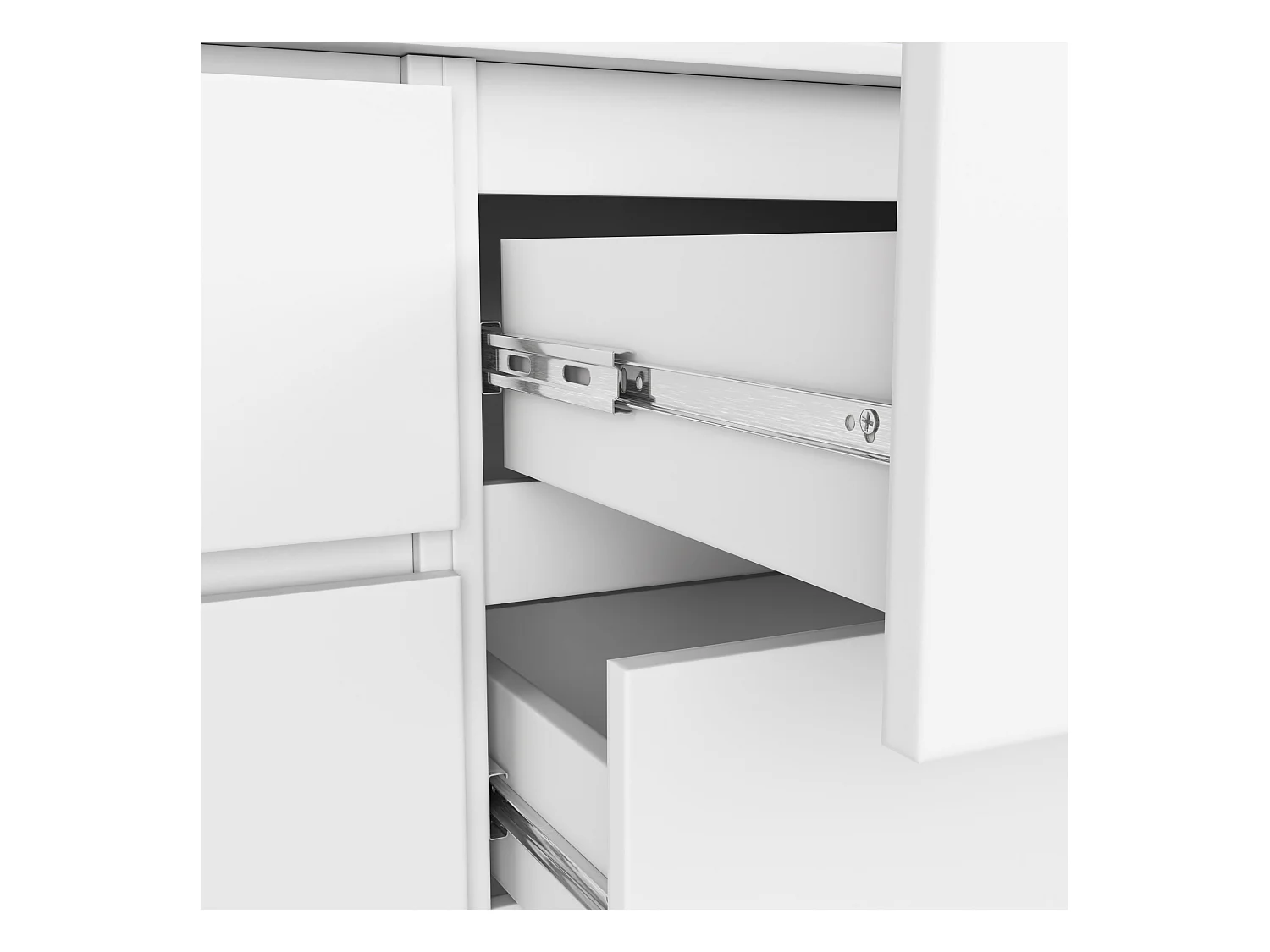 Witte Moderne Opbergkast K140 - 4 Lades en 2 Deuren - Mat Afwerking - 138x99x40 cm