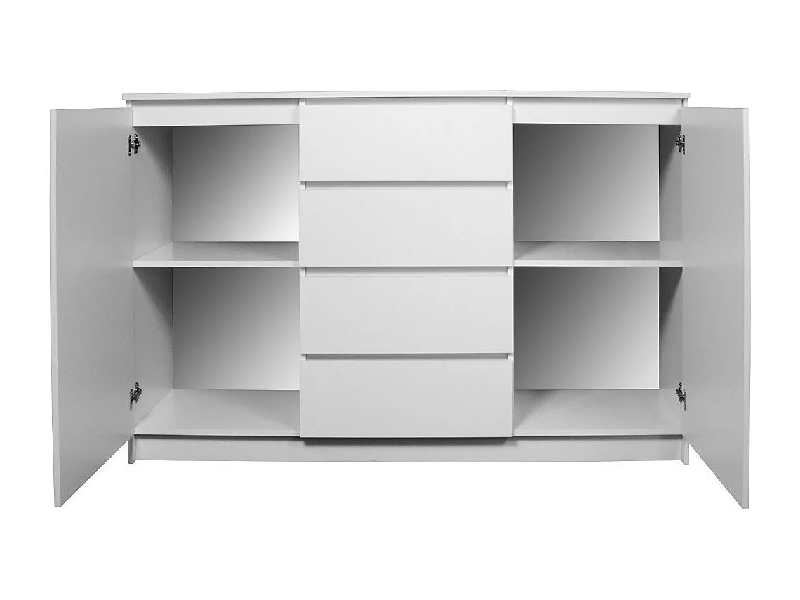 Ladekast K140 met 4 Lades en 2 Deuren / AKORD Furniture Factory / Wit / 138 x 99 x 40 cm