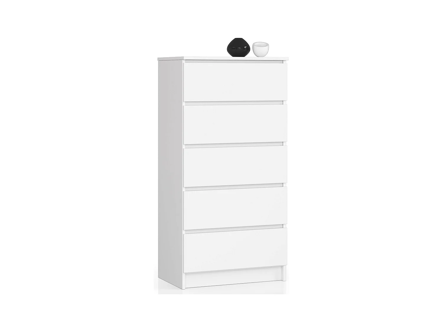 Commode AKORD K60 Blanche 60 cm 5 tiroirs façade Blanche 60x40x121 cm
