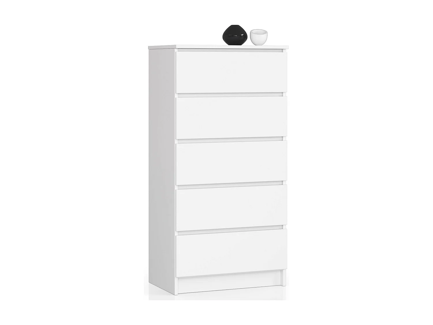 Commode AKORD K60 Blanche 60 cm 5 tiroirs façade Blanche 60x40x121 cm