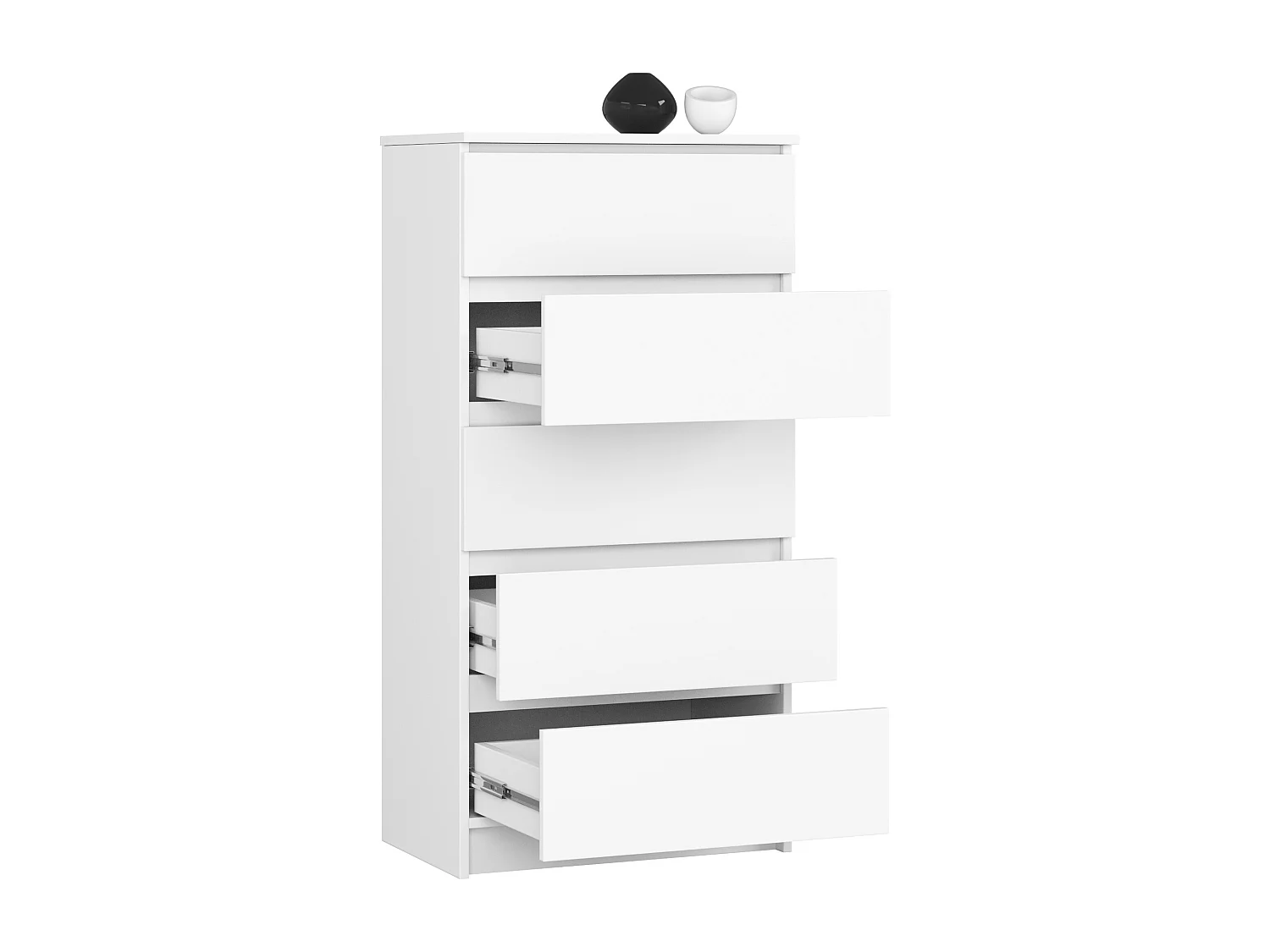 Commode AKORD K60 Blanche 60 cm 5 tiroirs façade Blanche 60x40x121 cm