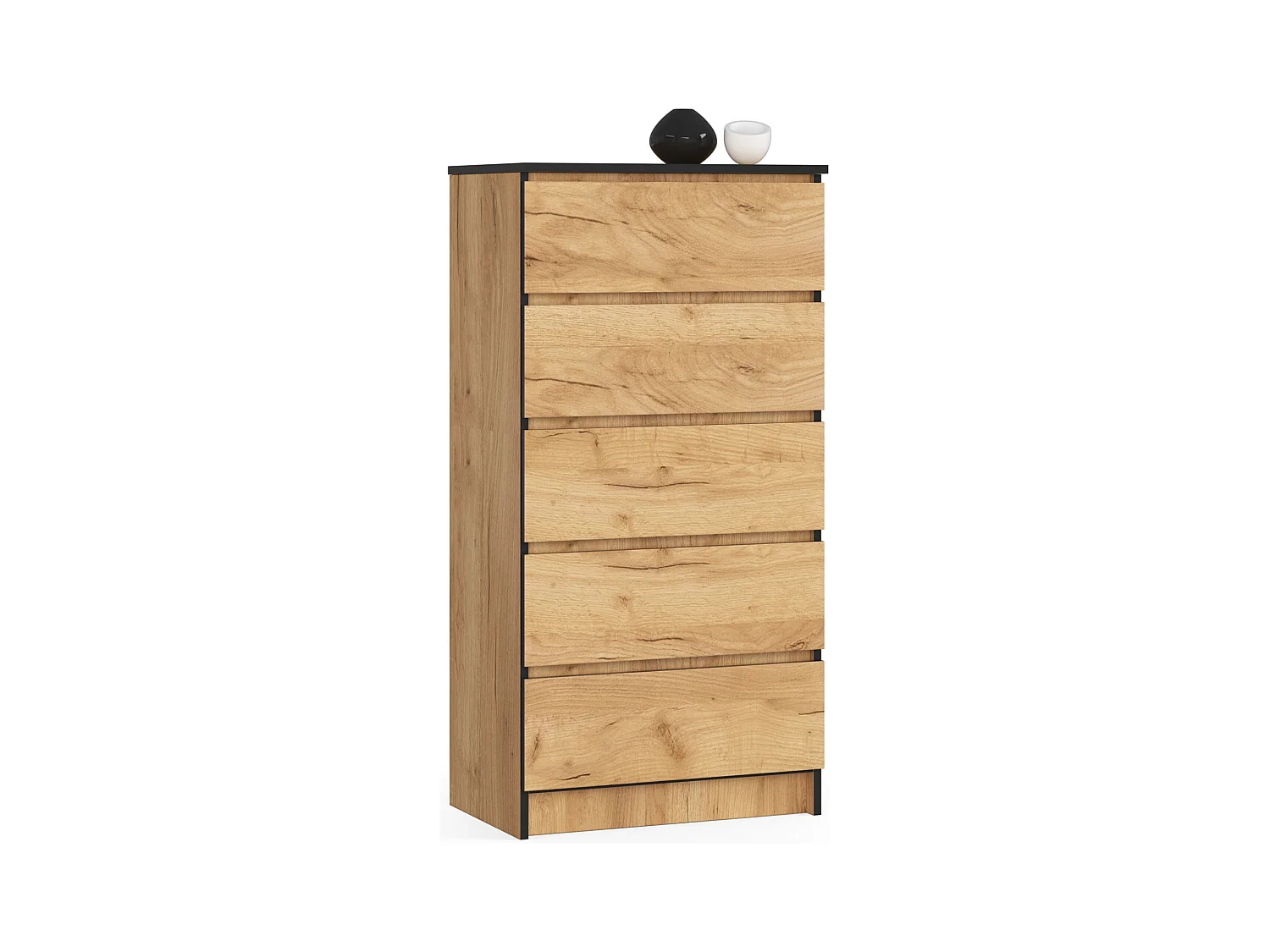 Commode AKORD K60 Chêne Craft 60 cm 5 tiroirs façade Chêne Craft 60x40x121 cm