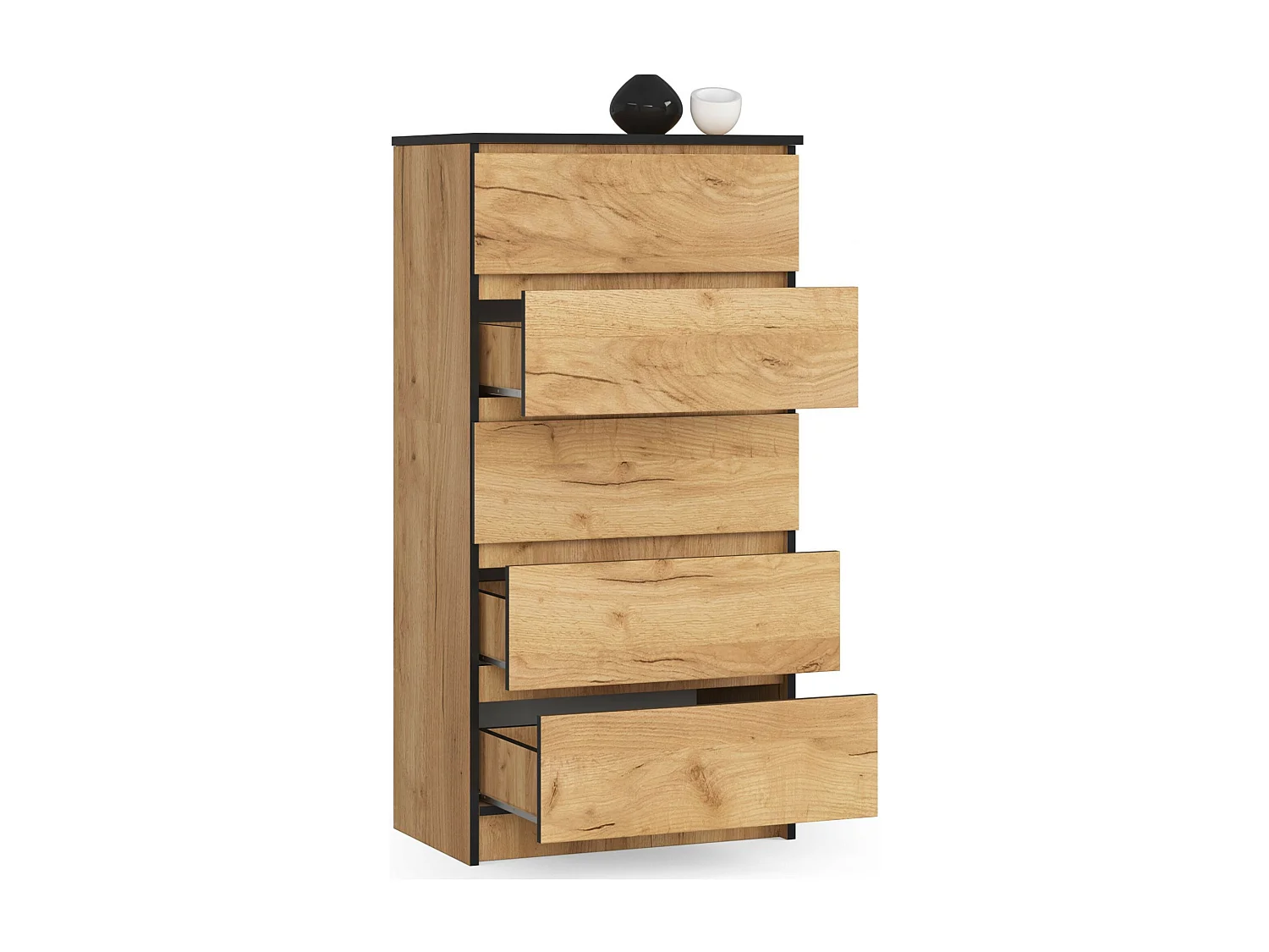 Commode AKORD K60 Chêne Craft 60 cm 5 tiroirs façade Chêne Craft 60x40x121 cm