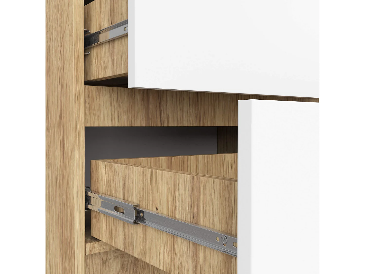 Cassettiera AKORD K60 Cassettiera Quercia Artisan 60 cm 5 cassetti inserto frontale Bianco 60x40x121 cm