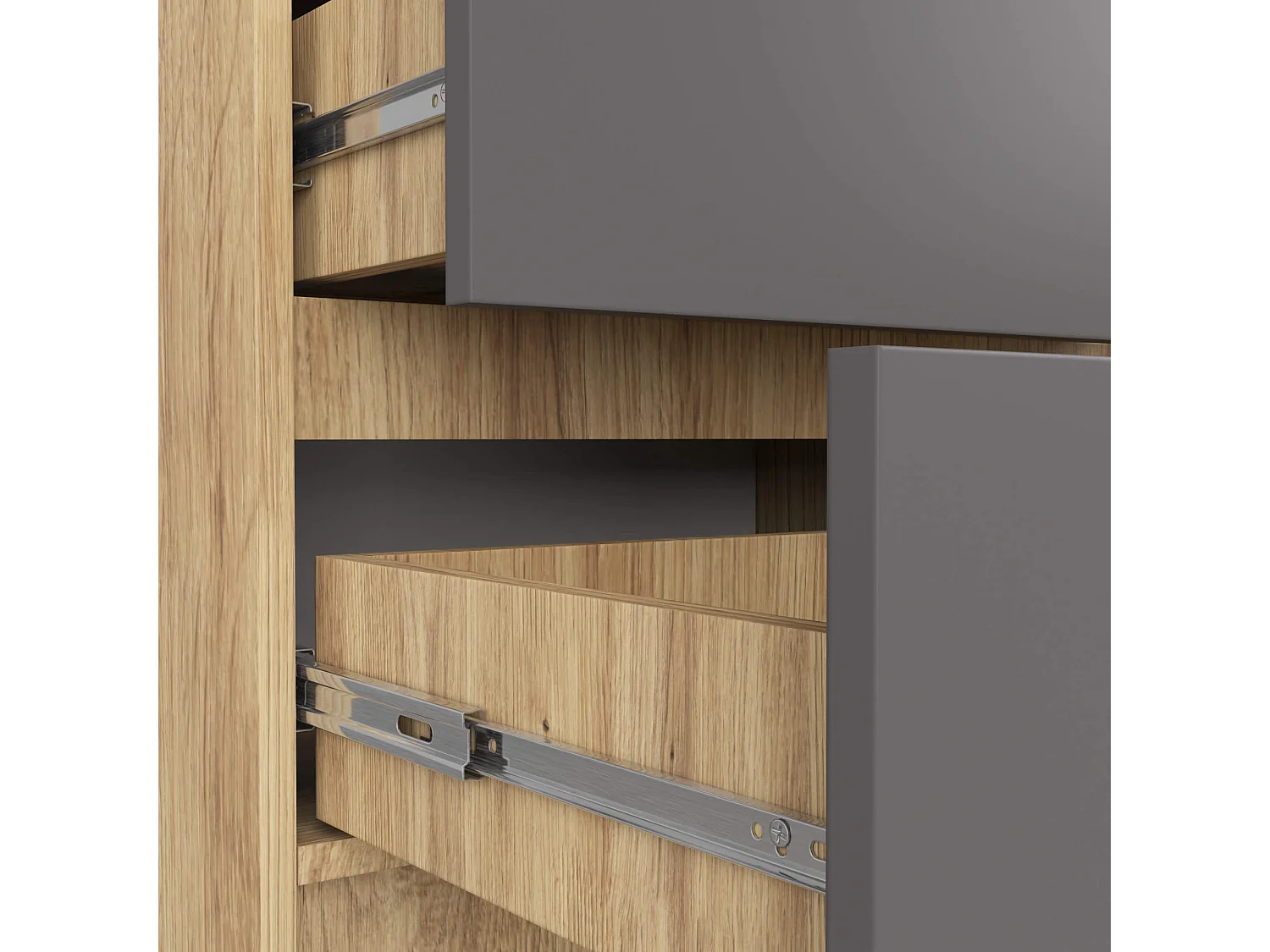 Cassettiera AKORD K60 Cassettiera Quercia Artisan 60 cm 5 cassetti inserto frontale Grigio Grafite 60x40x121 cm