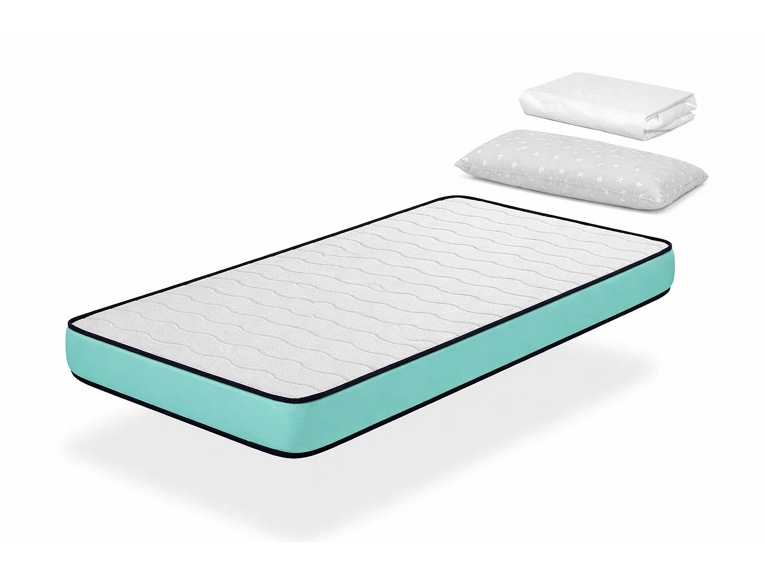 Pack Matelas 80X200 LIT ENFANTS h14 CM PROMO CONFORT + 1 oreiller junior 70x35 cm + 1 Protège matelas 80X200 cm