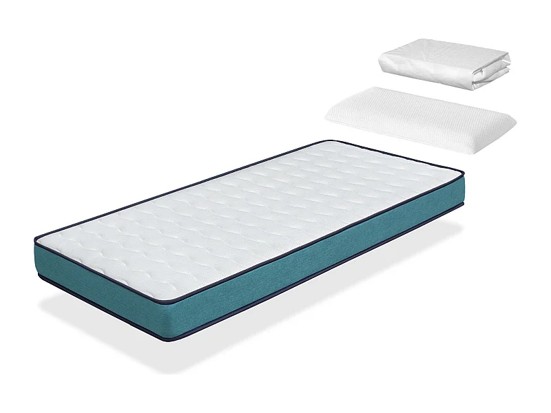 Pack Colchon 80X200 CAMA INFANTIL, Altura 14 CM, PROMO CONFORT + 1 Almohada junior 80X35 + 1 Protector colchon 80X200 cm