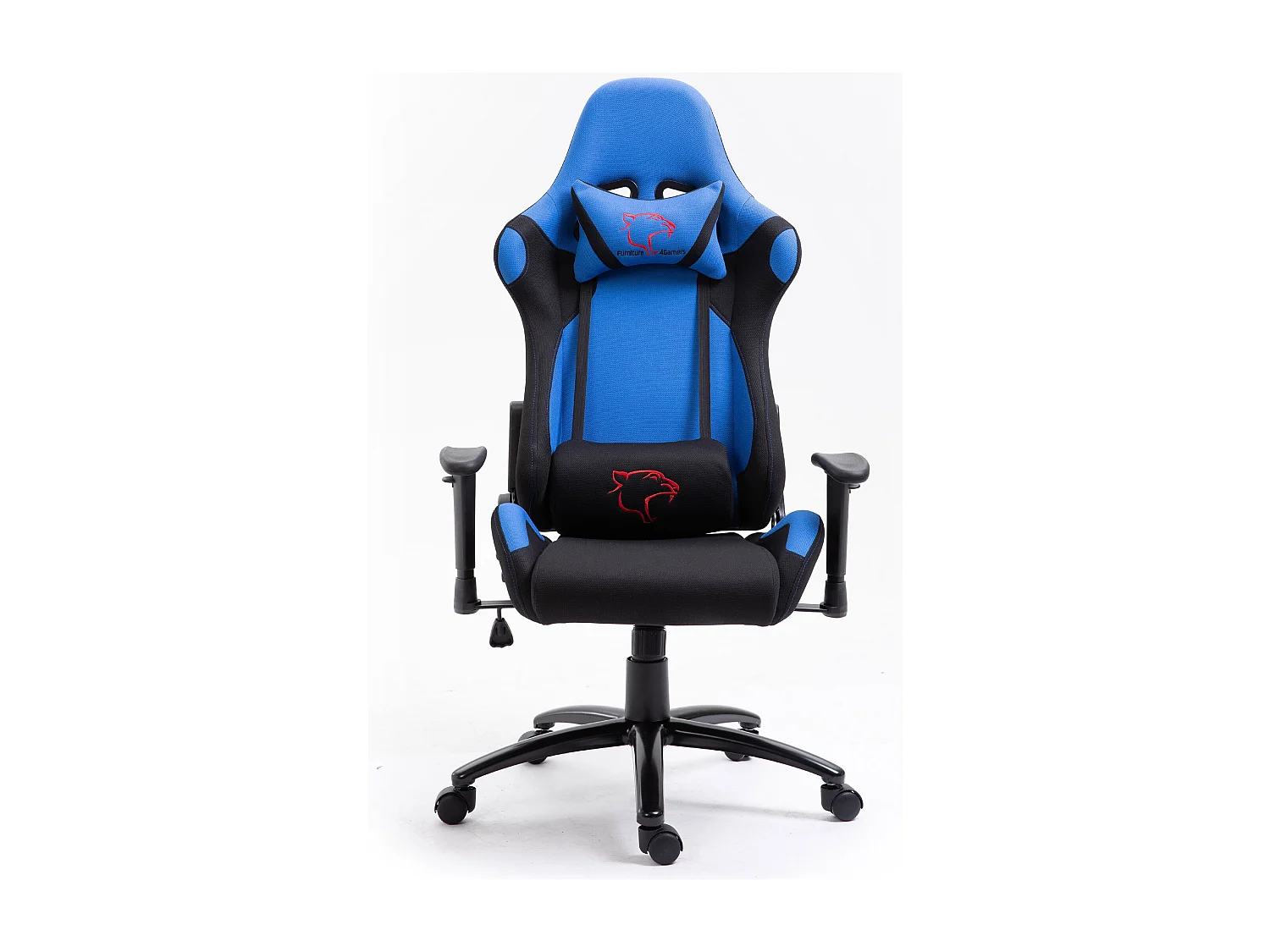 Blauwe Stoffen Gaming Stoel F4G FG38 met Verstelbare Zithoogte en Siliconen-Rubber Wielen