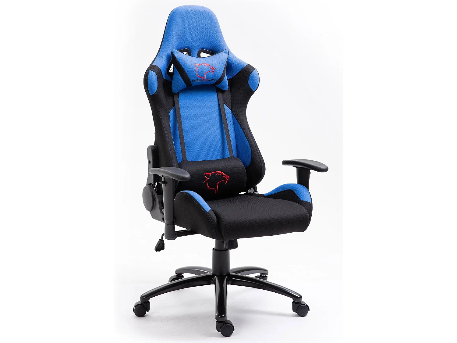 Blauwe Stoffen Gaming Stoel F4G FG38 met Verstelbare Zithoogte en Siliconen-Rubber Wielen