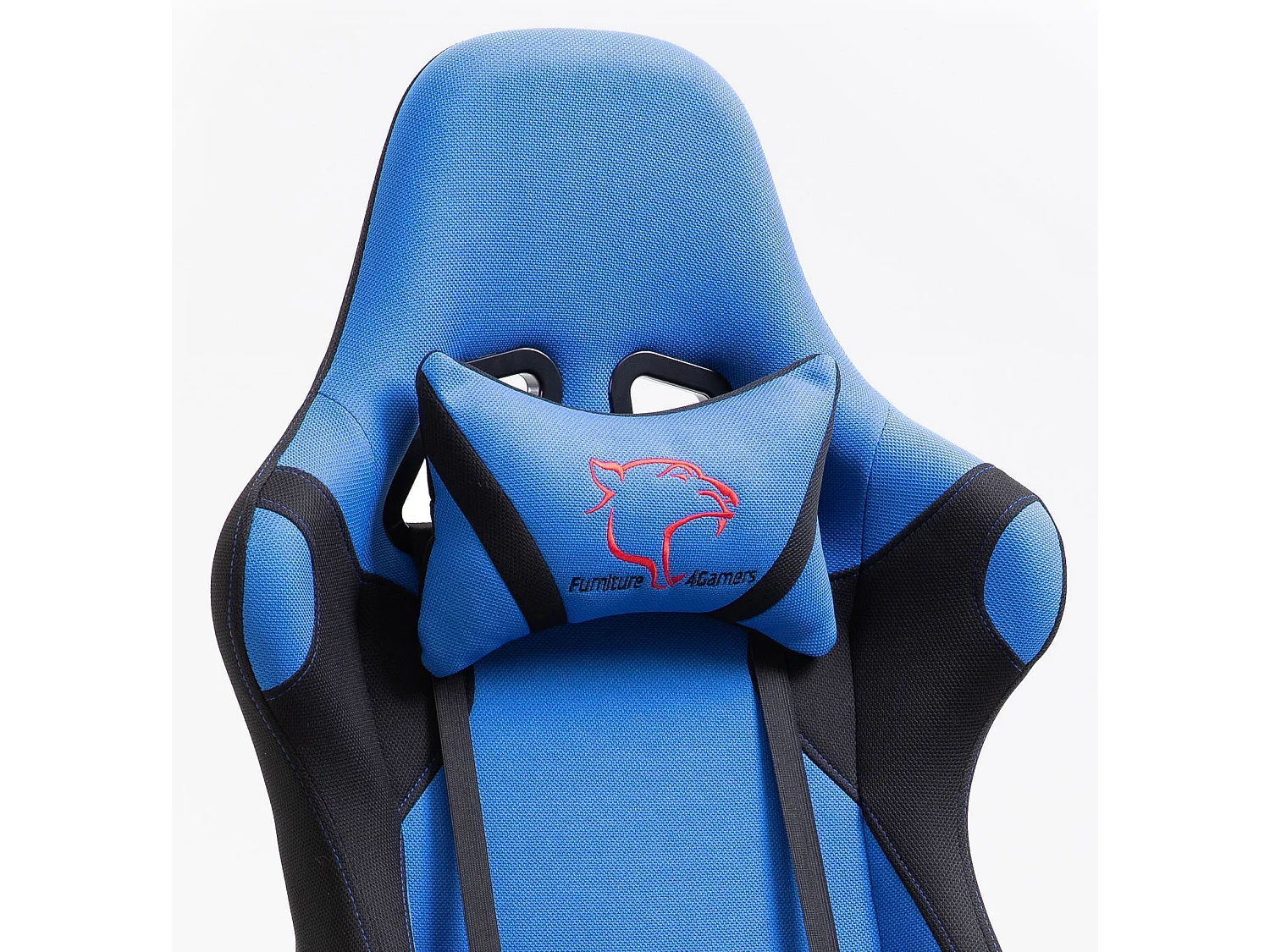 Blauwe Stoffen Gaming Stoel F4G FG38 met Verstelbare Zithoogte en Siliconen-Rubber Wielen