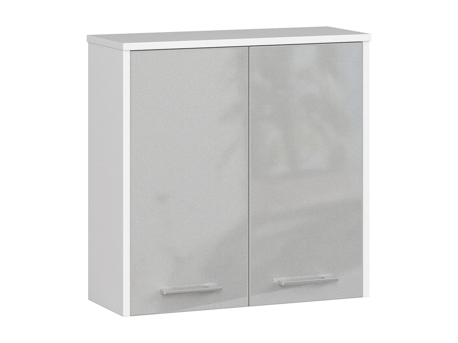 Armoire salle de bains AKORD FIN accr. au mur Blanche 60 cm 2 portes façade Métallique Brillant 2 étagères 60x22,5x60 cm