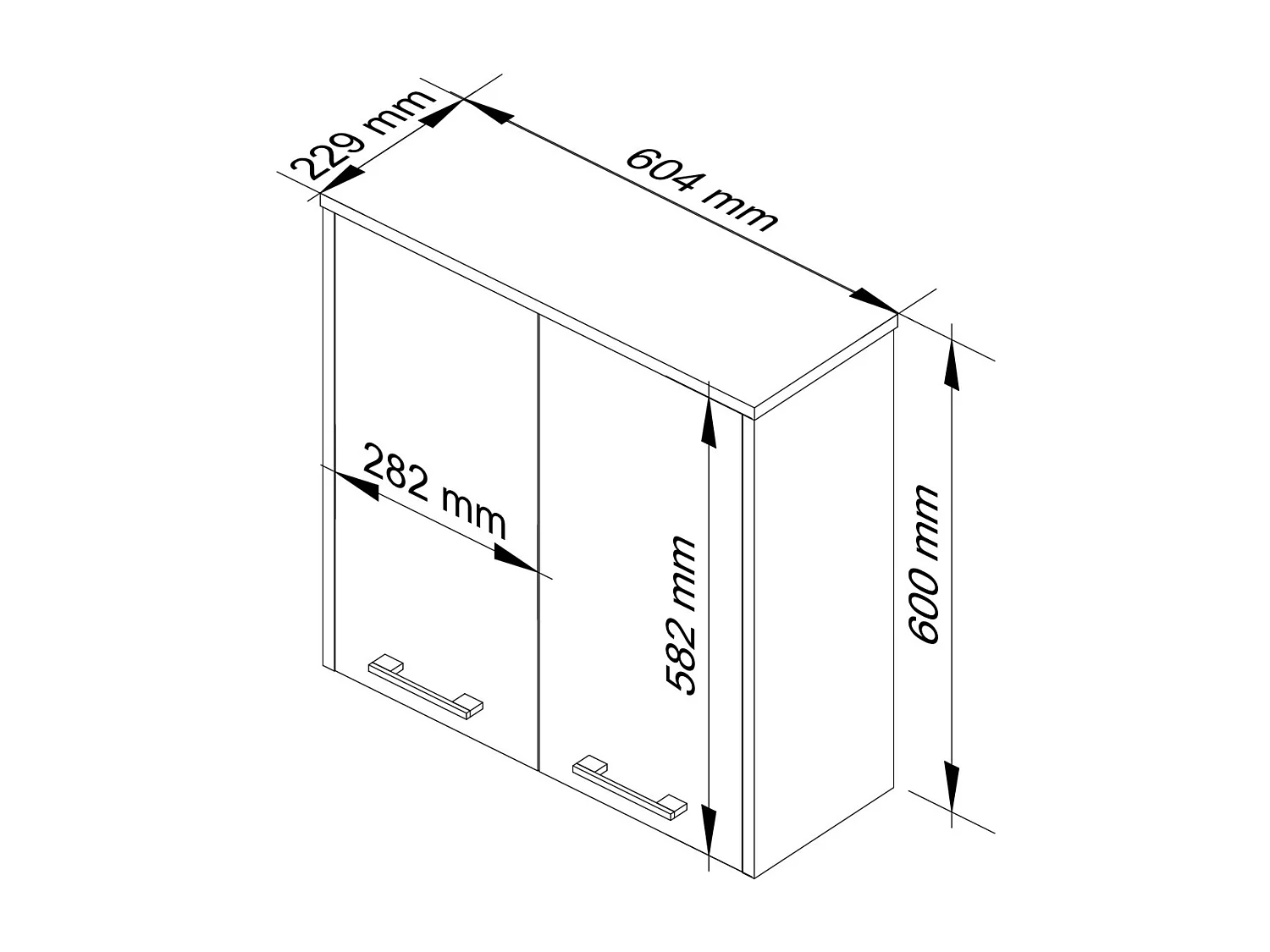 Armoire salle de bains AKORD FIN accr. au mur Blanche 60 cm 2 portes façade Métallique Brillant 2 étagères 60x22,5x60 cm
