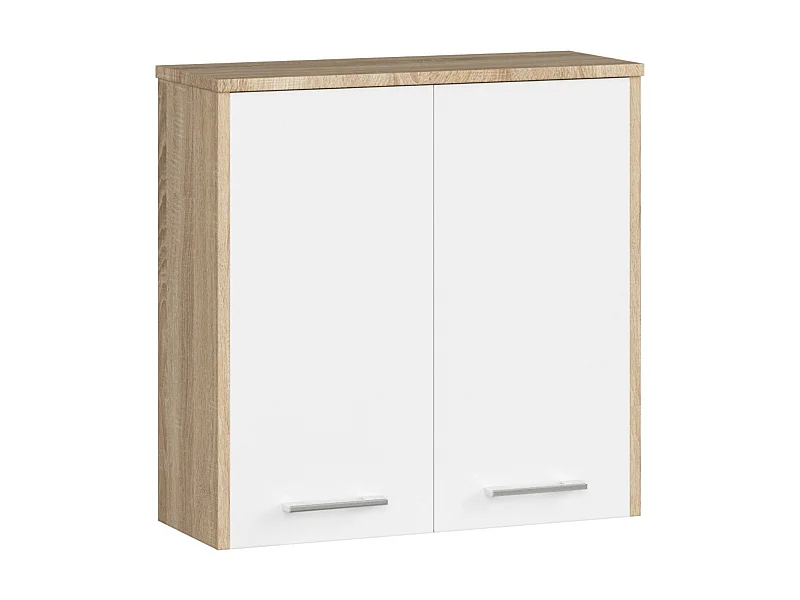 Hängender Badezimmerschrank AKORD FIN Sonoma-Eiche 60 cm 2 Türen 2 Ebenen Front Weiß B60 x H60 x T22,5 cm