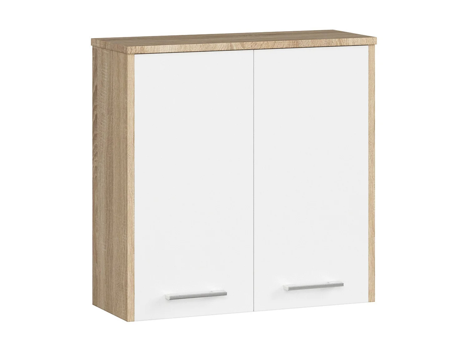 Armario colgante de baño AKORD FIN Roble Sonoma de 60 cm con 2 puertas frente en color Blanco 2 estantes 60x22,5x60 cm