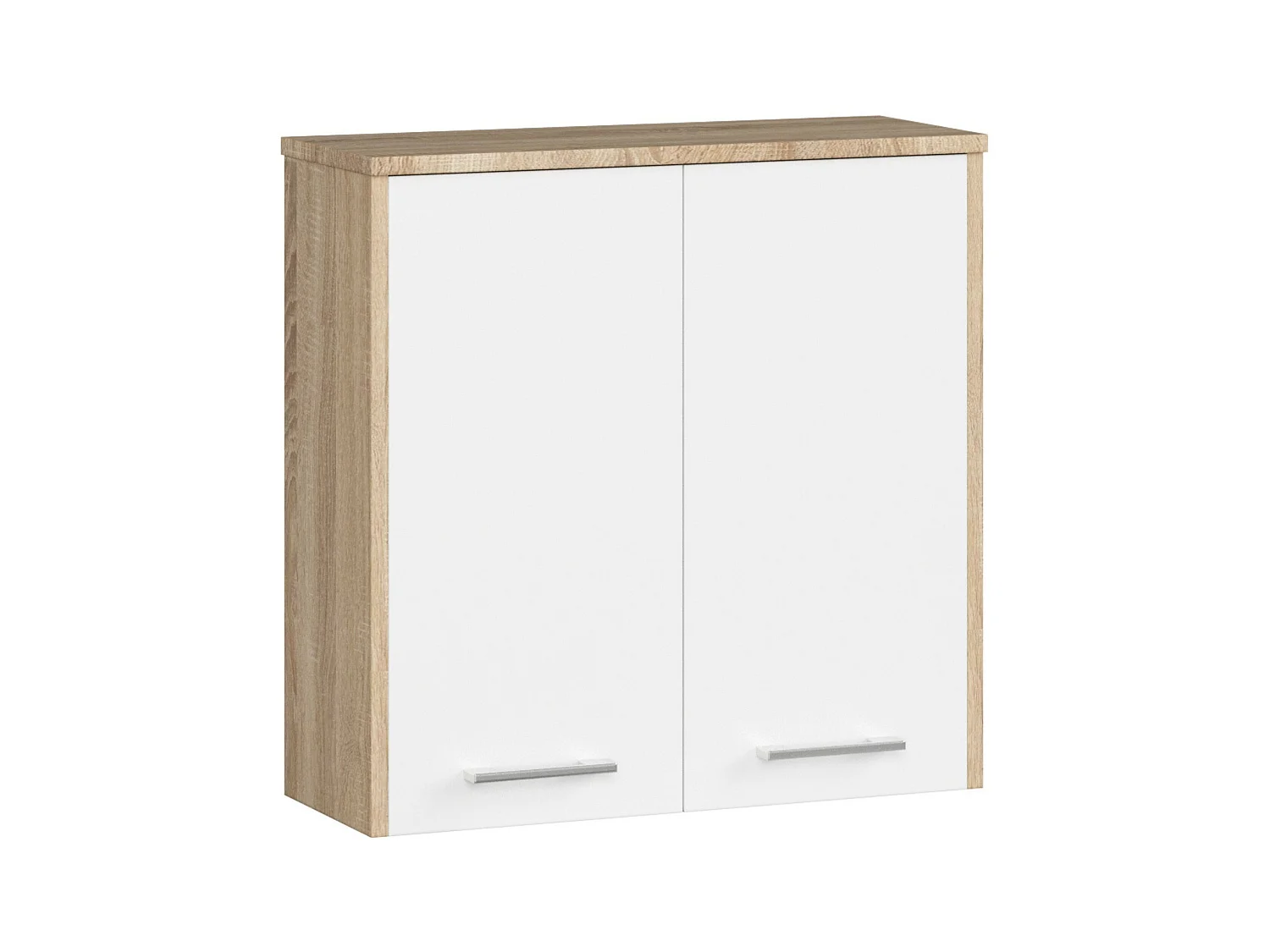 Armoire salle de bains AKORD FIN accr. au mur Chêne Sonoma 60 cm 2 portes façade Blanche 2 étagères 60x22,5x60 cm