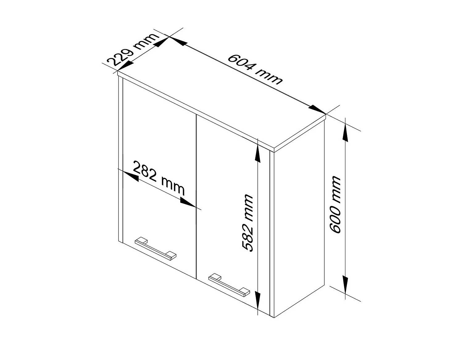 Szafka łazienkowa AKORD FIN Dąb Sonoma 60 cm 2 drzwi kolor Biały mat 2 półki 60x22,5x60 cm