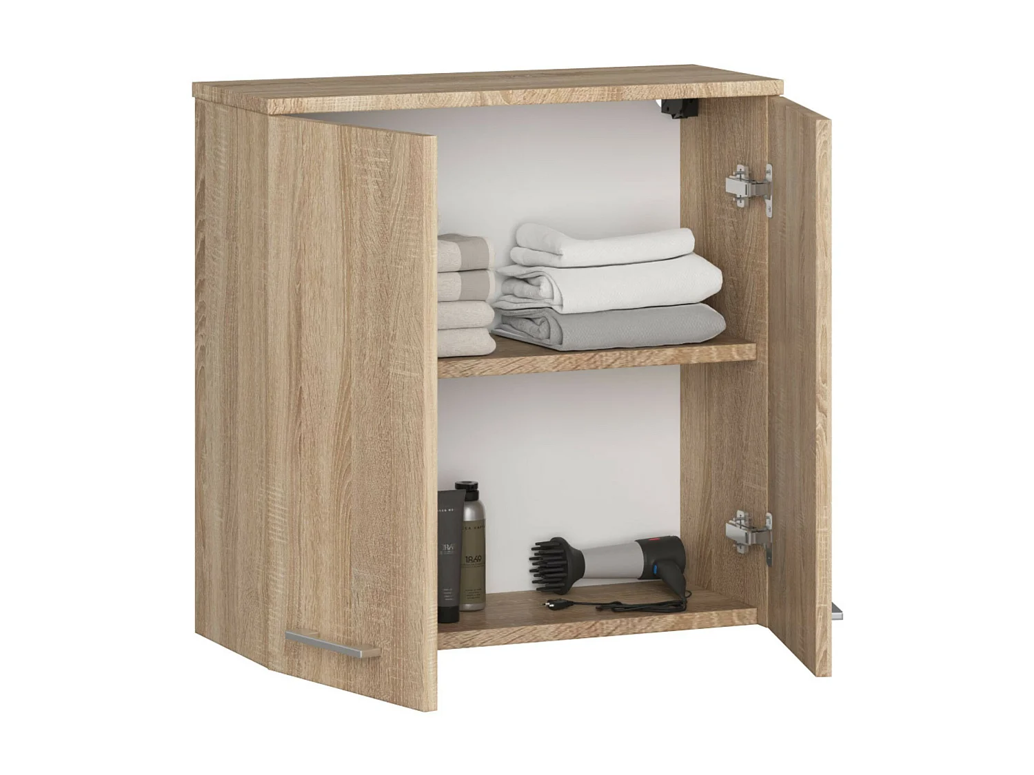 Armoire salle de bains AKORD FIN accr. au mur Chêne Sonoma 60 cm 2 portes façade Chêne Sonoma 2 étagères 60x22,5x60 cm