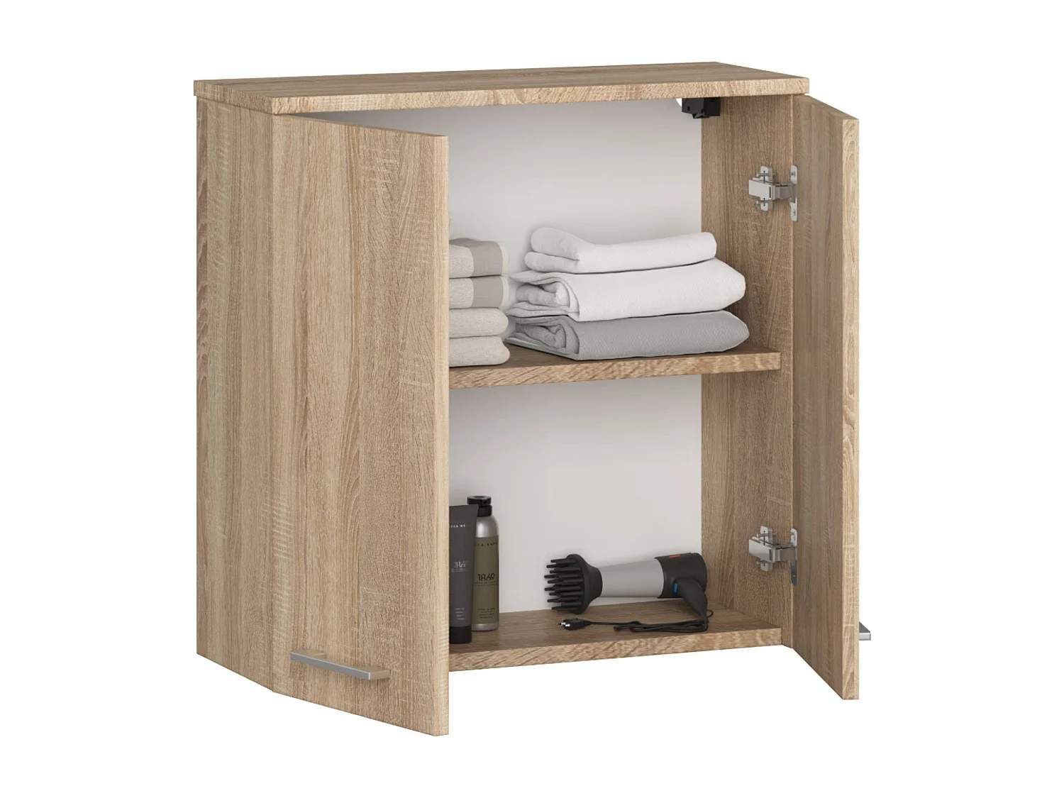 Armoire salle de bains AKORD FIN accr. au mur Chêne Sonoma 60 cm 2 portes façade Chêne Sonoma 2 étagères 60x22,5x60 cm