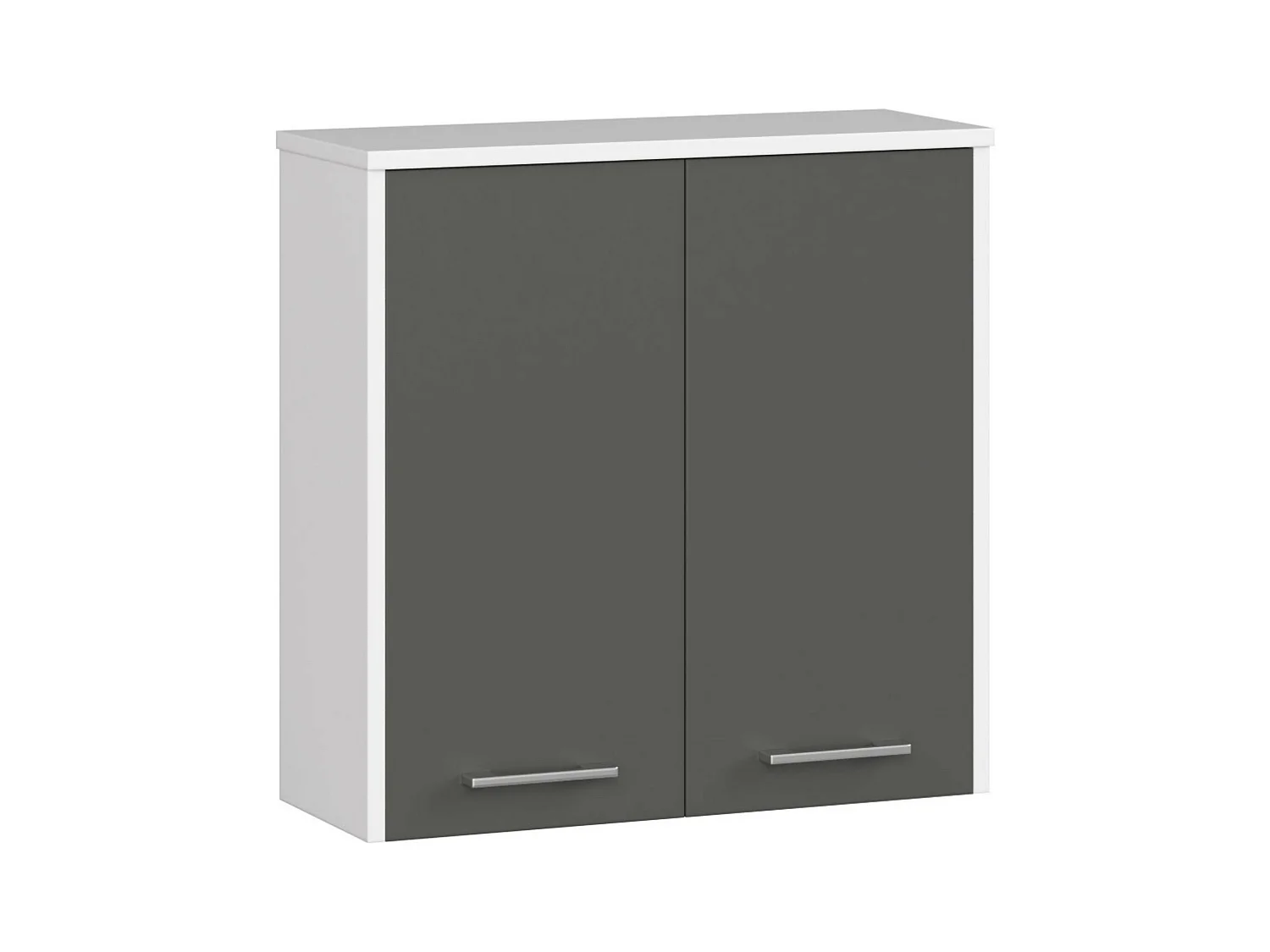 Armoire salle de bains AKORD FIN accr. au mur Blanche 60 cm 2 portes façade Gris Graphite 2 étagères 60x22,5x60 cm