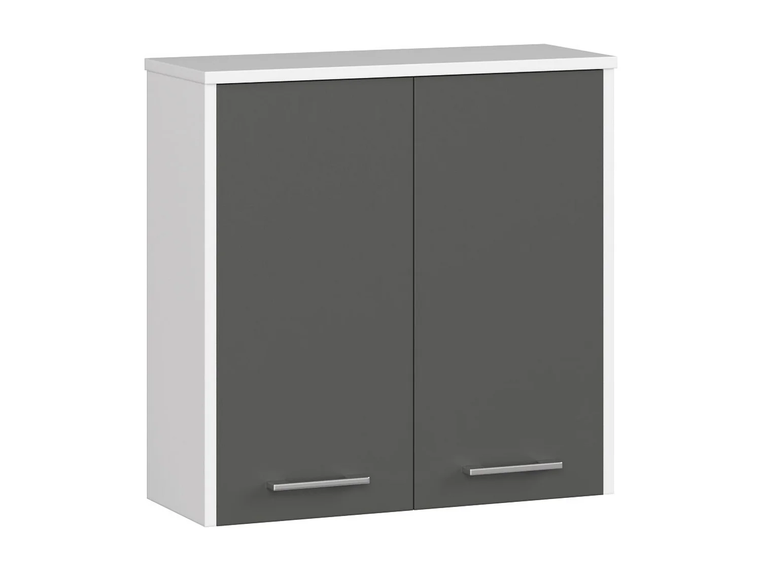 Armoire salle de bains AKORD FIN accr. au mur Blanche 60 cm 2 portes façade Gris Graphite 2 étagères 60x22,5x60 cm