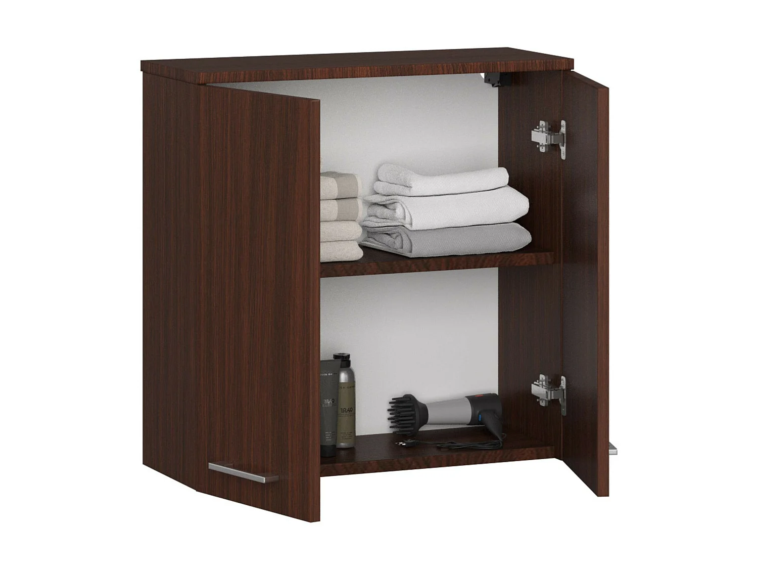 Hangende Kast 60 cm FIN 2D in Wenge - Dubbele Deuren, Mat Afwerking, Eenvoudige Montage, 60x60x22,5 cm - Prachtige Wenge Kleur voor Stijlvolle Interieurinrichting