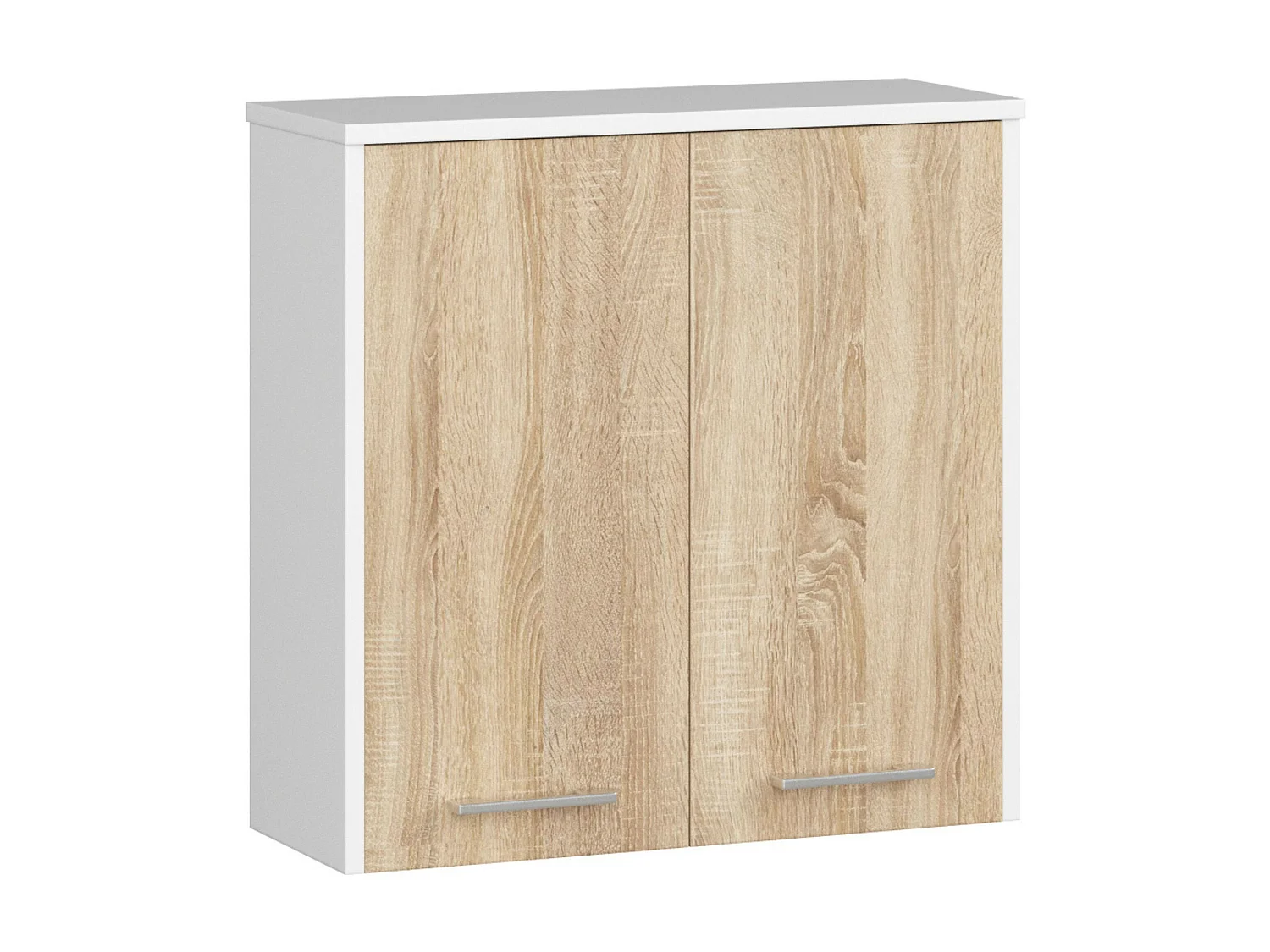 Armoire salle de bains AKORD FIN accr. au mur Blanche 60 cm 2 portes façade Chêne Sonoma 2 étagères 60x22,5x60 cm