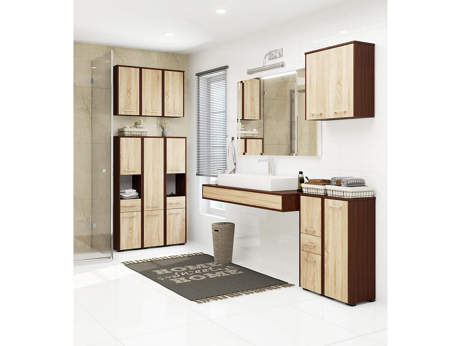 Hangkast FIN 60cm Wenge/Dub Sonoma met 2 Deuren | Zelfmontage | Mat Afwerking