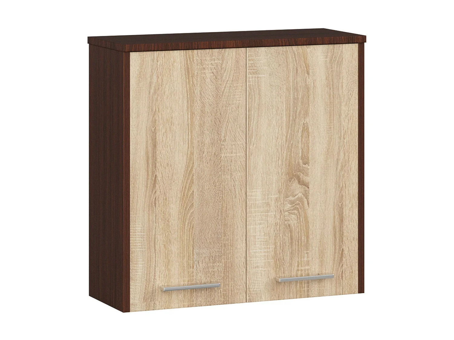 Armoire salle de bains AKORD FIN accr. au mur Wengé 60 cm 2 portes façade Chêne Sonoma 2 étagères 60x22,5x60 cm