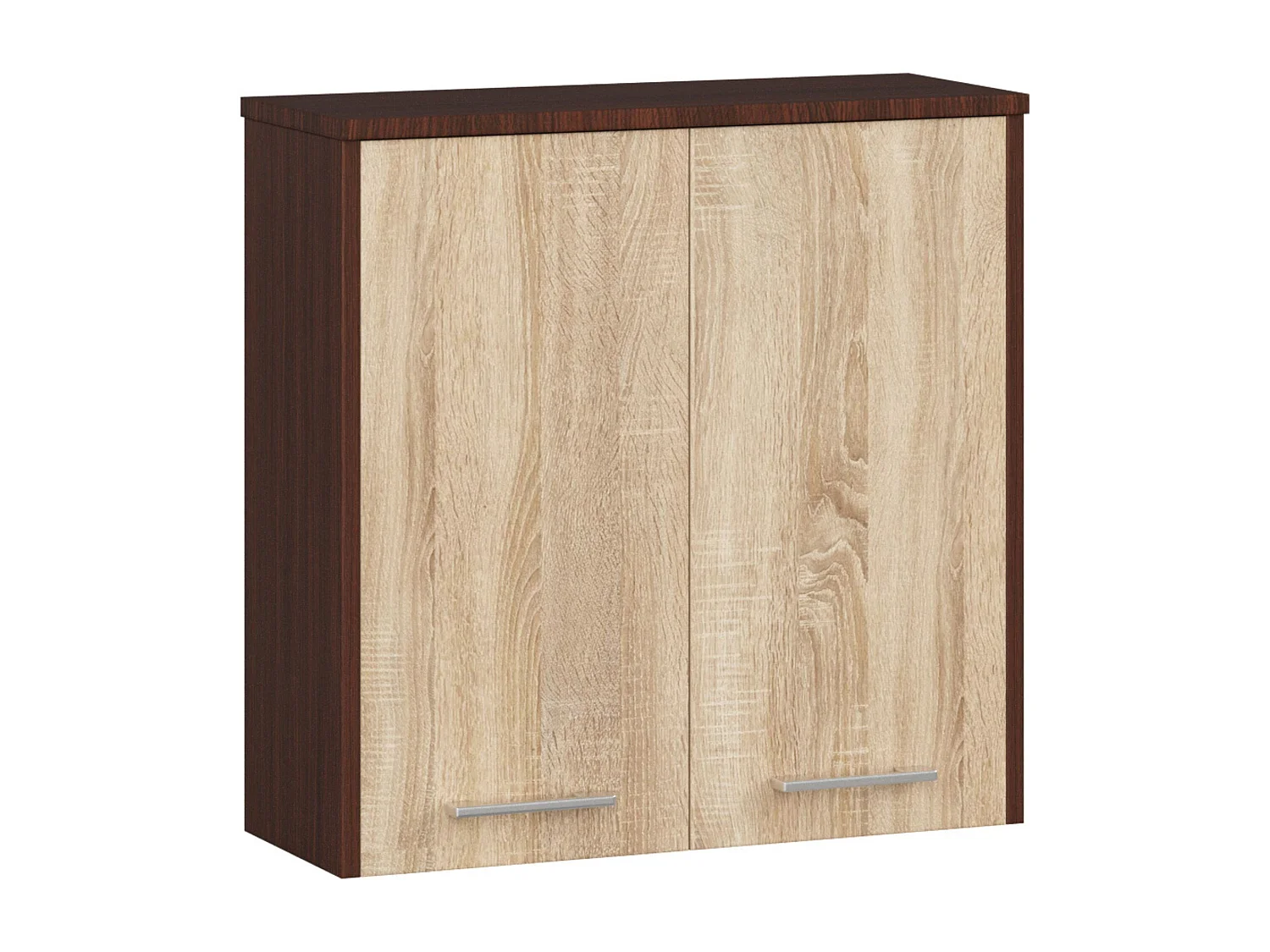 Armoire salle de bains AKORD FIN accr. au mur Wengé 60 cm 2 portes façade Chêne Sonoma 2 étagères 60x22,5x60 cm