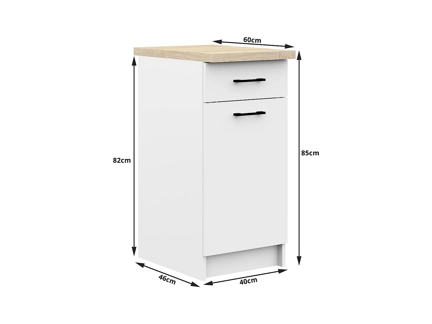 Ensemble De Cuisine AKORD OLIWIA 1.8m Blanc 180 cm 7 portes 1 tiroir façade Blanche 8 étagères 180x46x203 cm