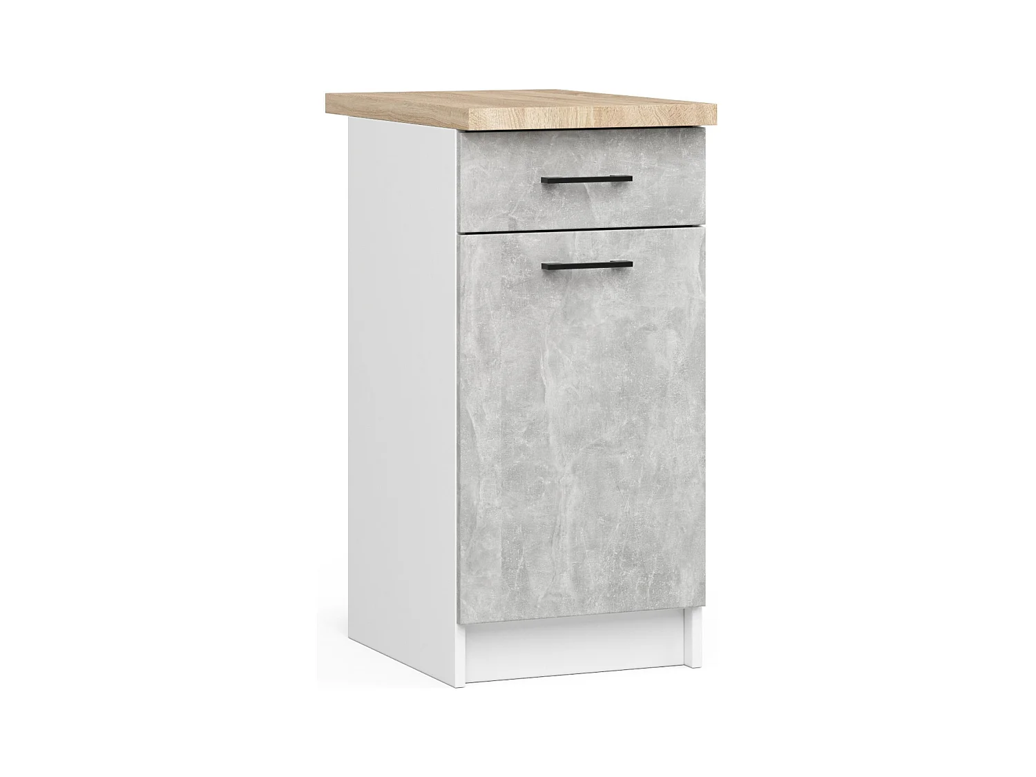 Ensemble De Cuisine AKORD OLIWIA G1 Blanc 180 cm 6 portes 1 tiroir façade Béton 6 étagères 180x46x174 cm