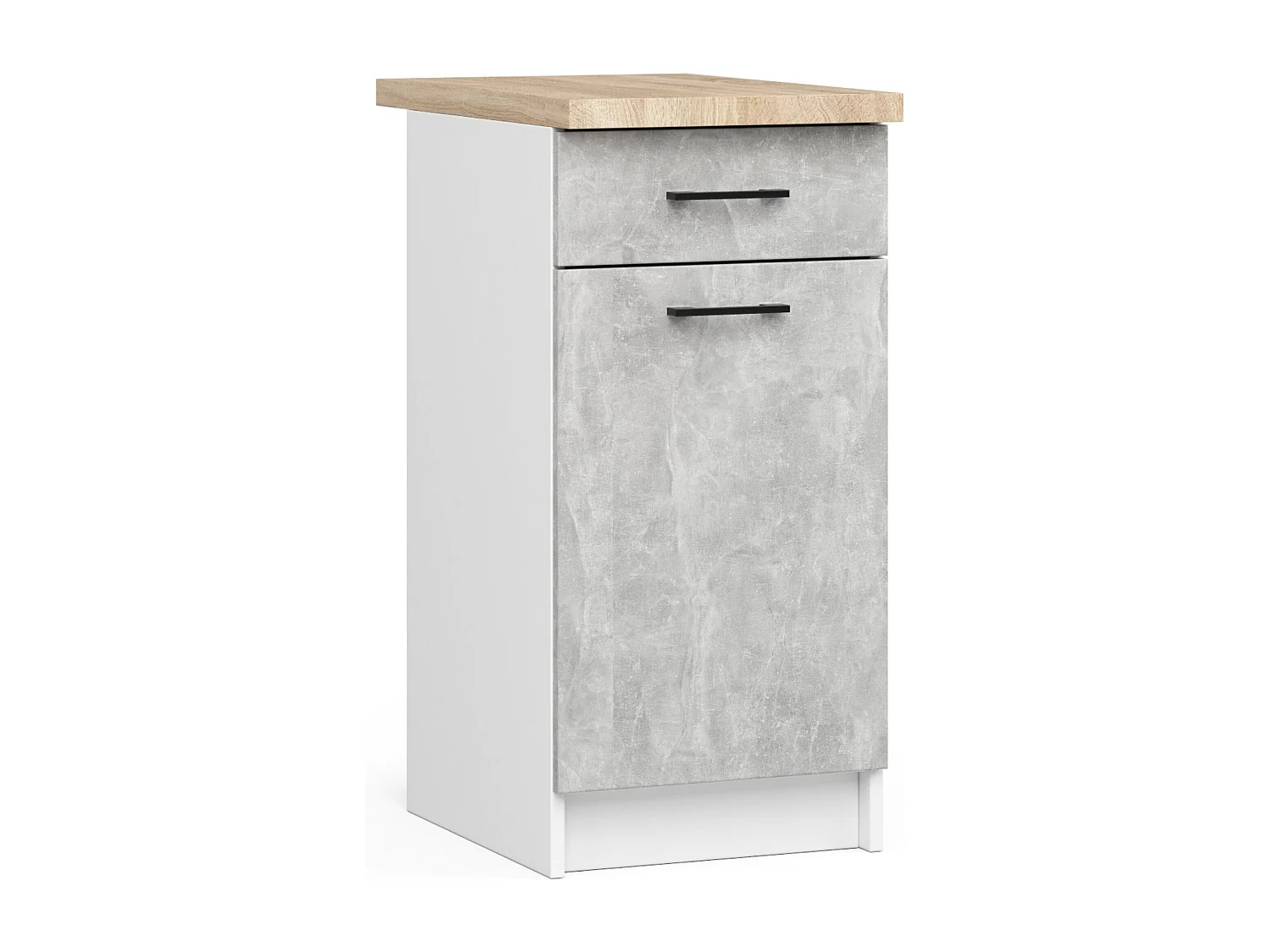 Complete Keuken, Keukenmeubelset OLIWIA G1 met Verkblad 180 cm breed / Keukeneenheid zonder apparatuur / Wit – Beton Grijs / 180 x 174 x 46 cm