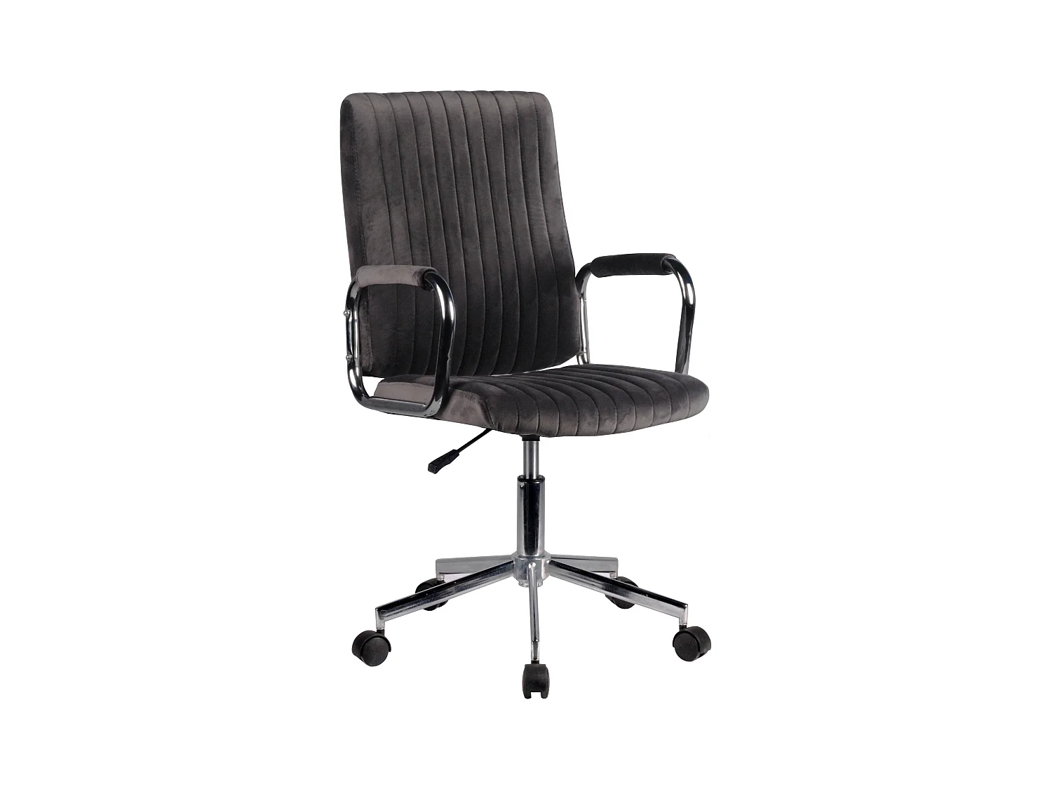Chaise pivotante à roulettes velour AKORD FD24 Gris