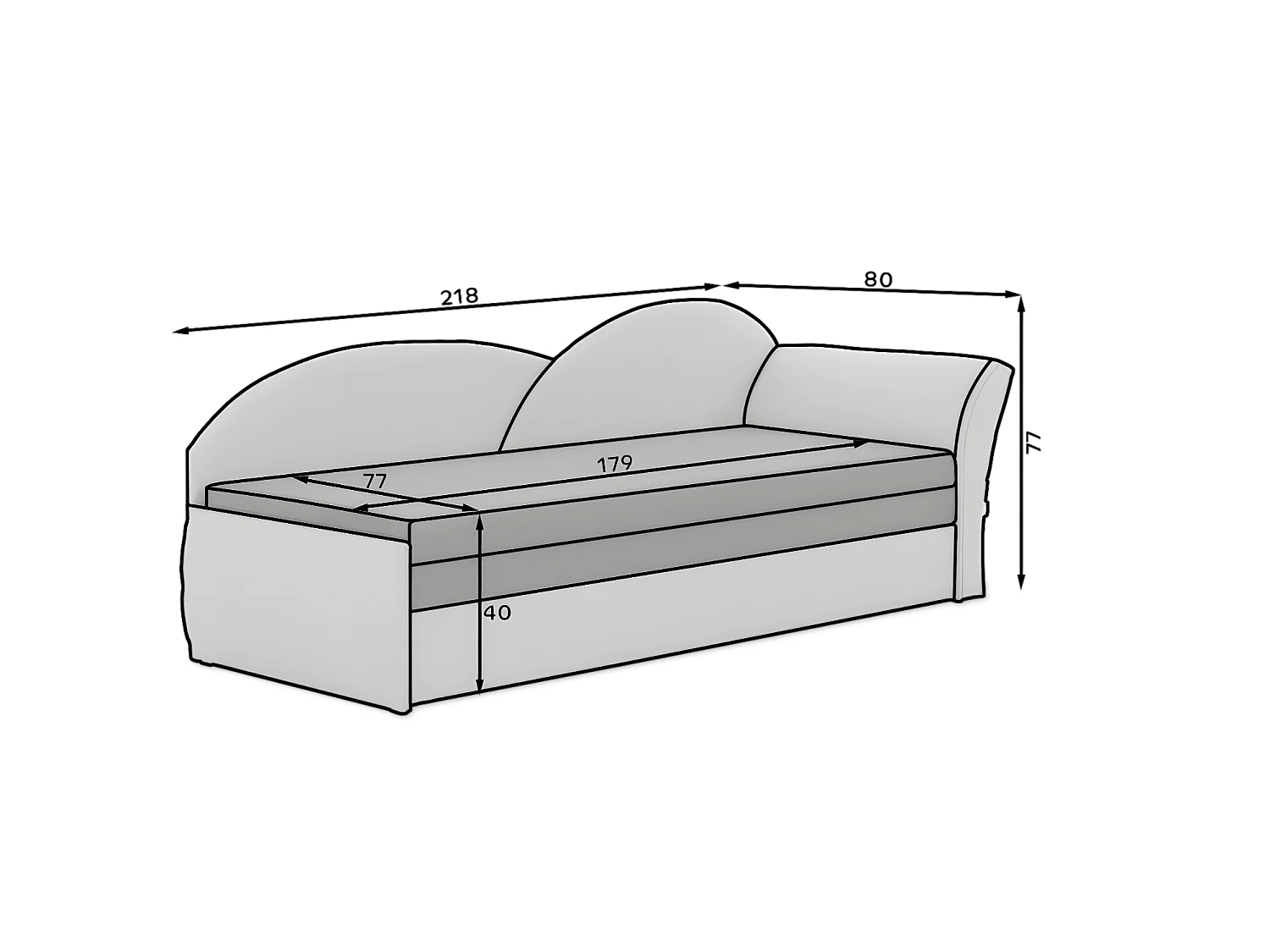 Lit Chind R (180x150)/Tissu-Gris&Rose