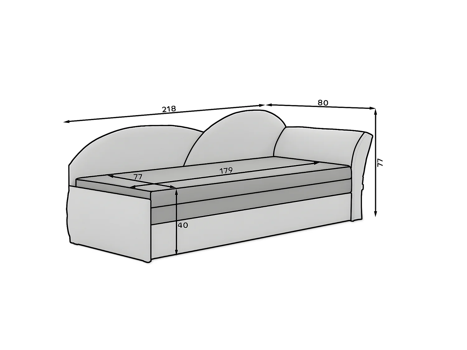 Bett Chind R (180x150) /Stoff-Braun&Beige