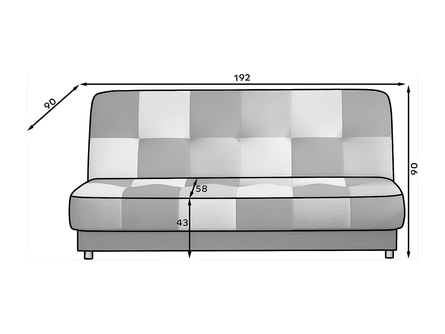 Bank Yorris (117x192) / Op voorraad/Stof-Blauw