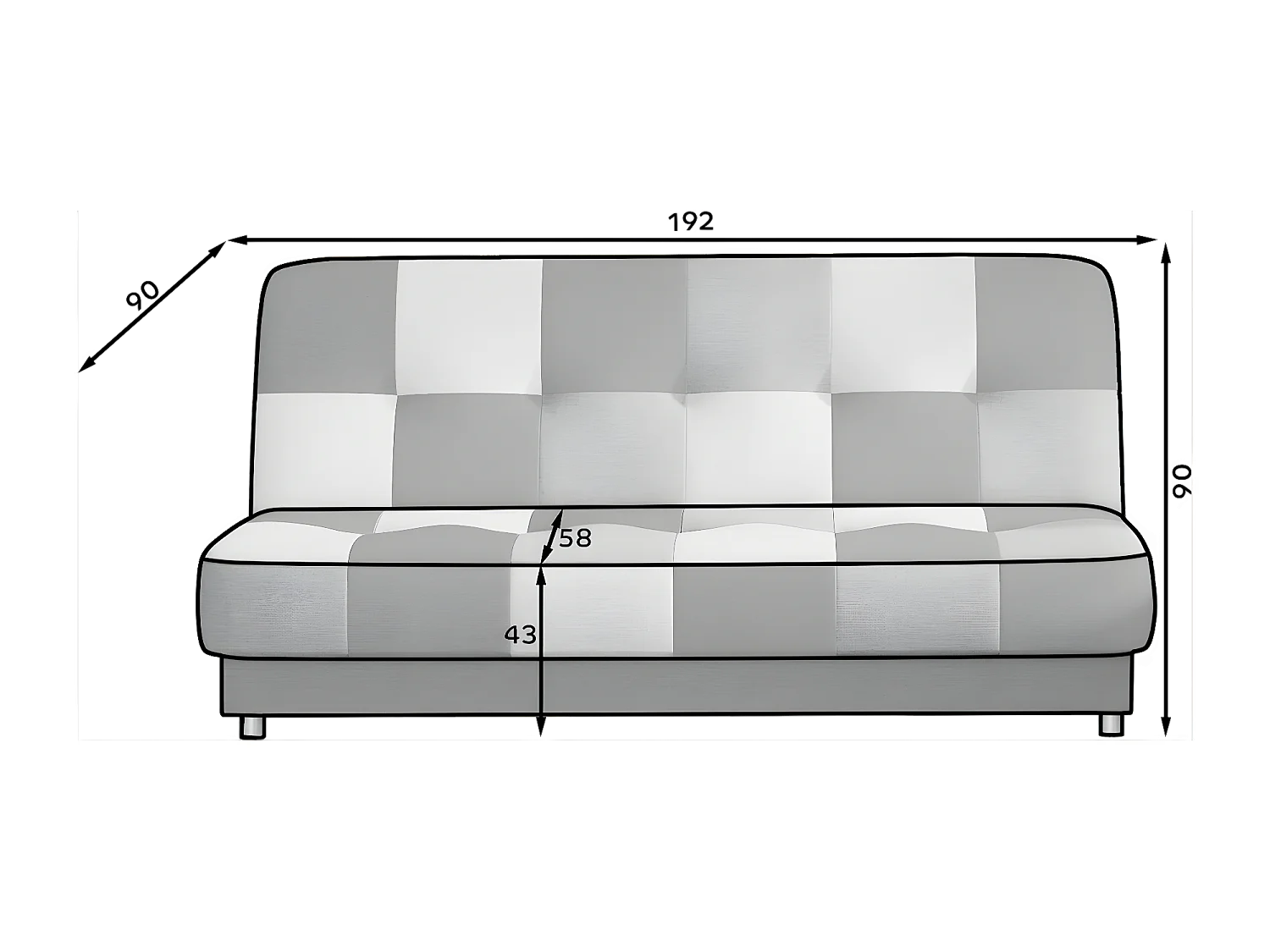 Couch Yorris (117x192) / Ab Lager/Stoff-Blau