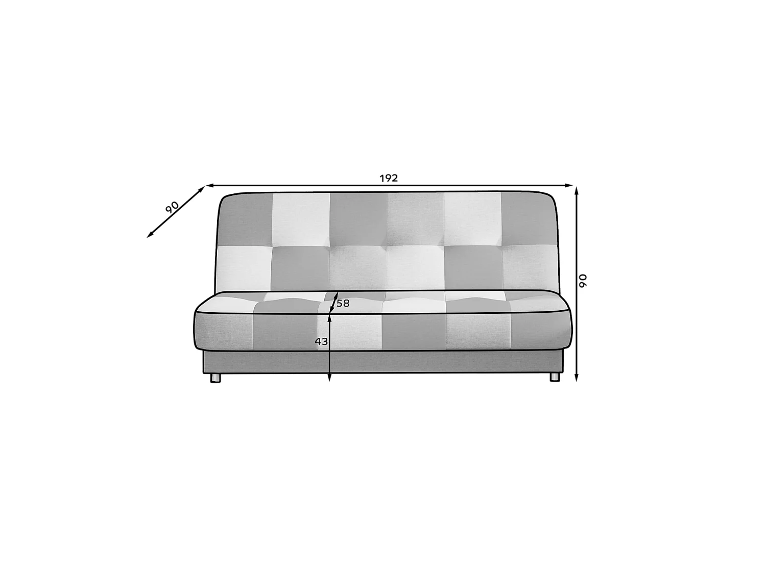 Canapé convertible clic-clac 2 places en microfibre bleu YORRIS