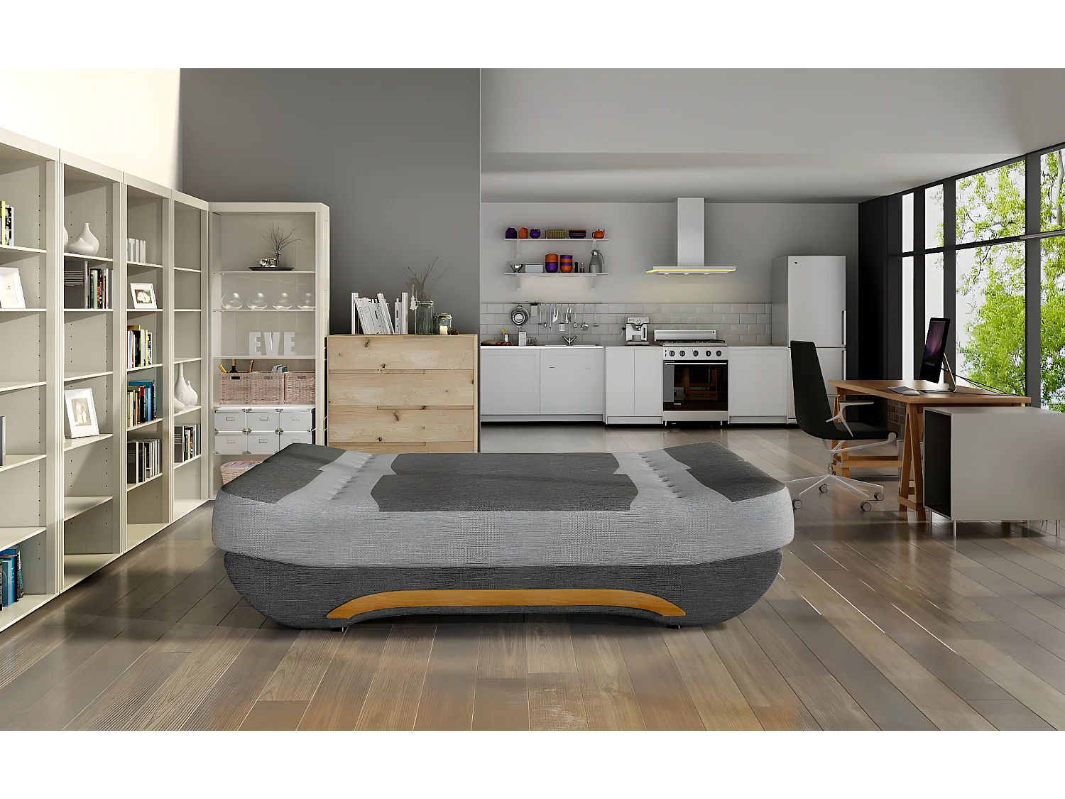 Divano Eva (117x192) / In Magazzino/Tessuto-Bianco