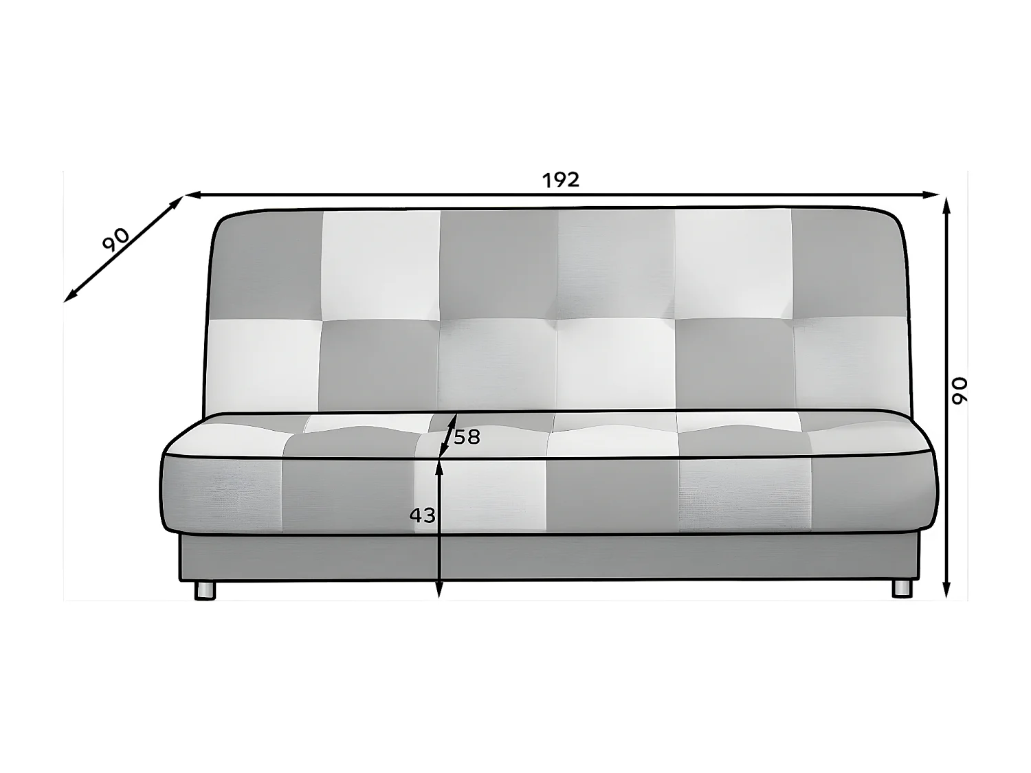 Couch Yorris (117x192) / Ab Lager/Stoff-Orange