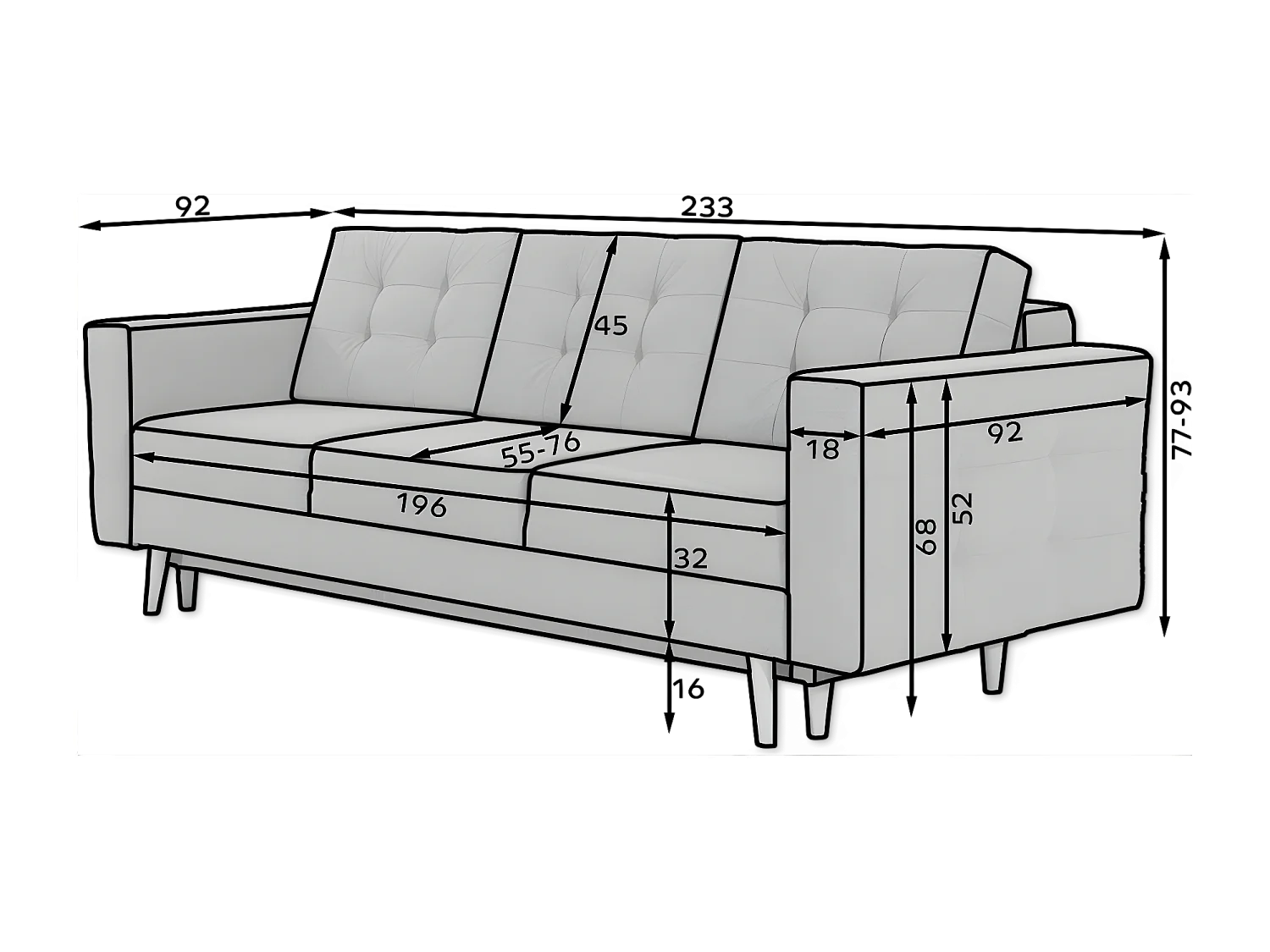 3 Pers. Canapé Tavia/Tissu-Vert