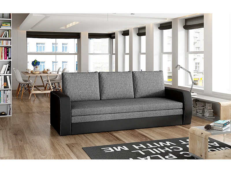 3 Pers. Canapé Manila / En Stock/Tissu-Anthracite&Noir