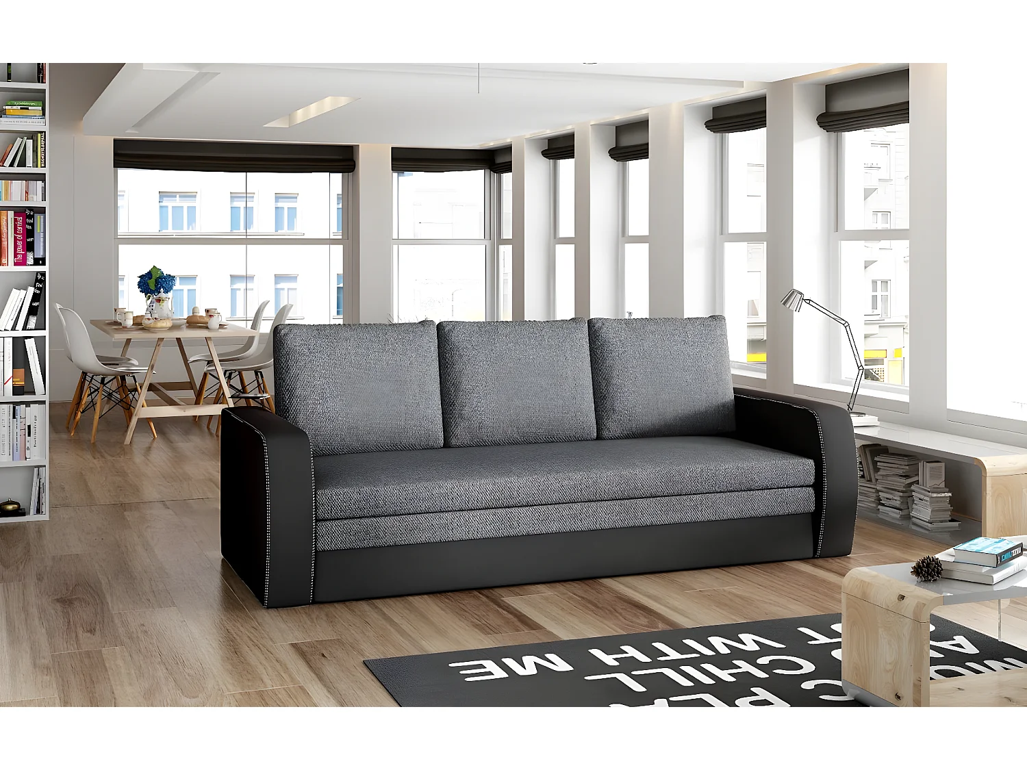 3 Pers. Divano Manila / In Magazzino/Tessuto-Antracite&Nero