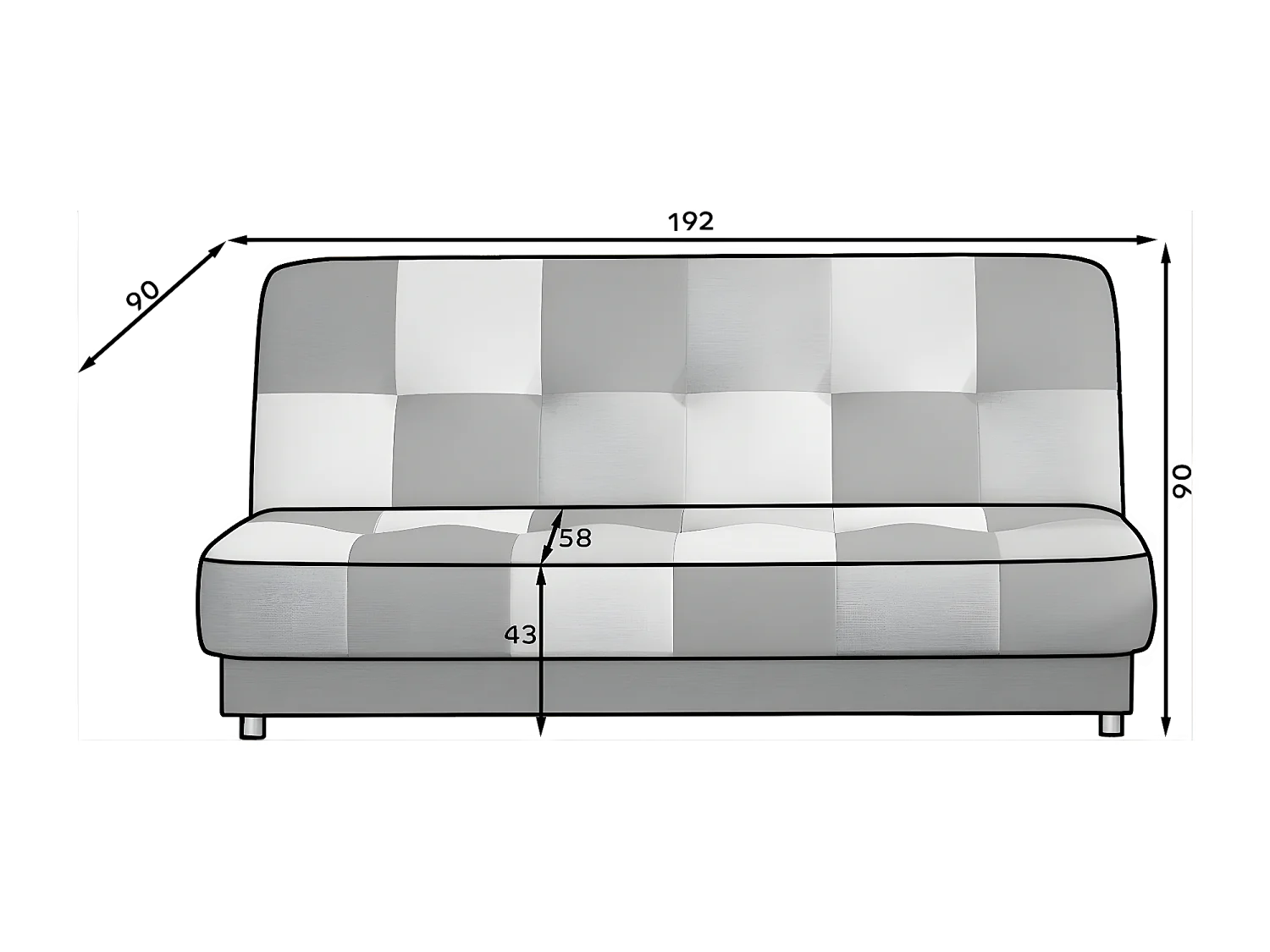 Couch Yorris (117x192) / Ab Lager/Stoff-Anthrazit