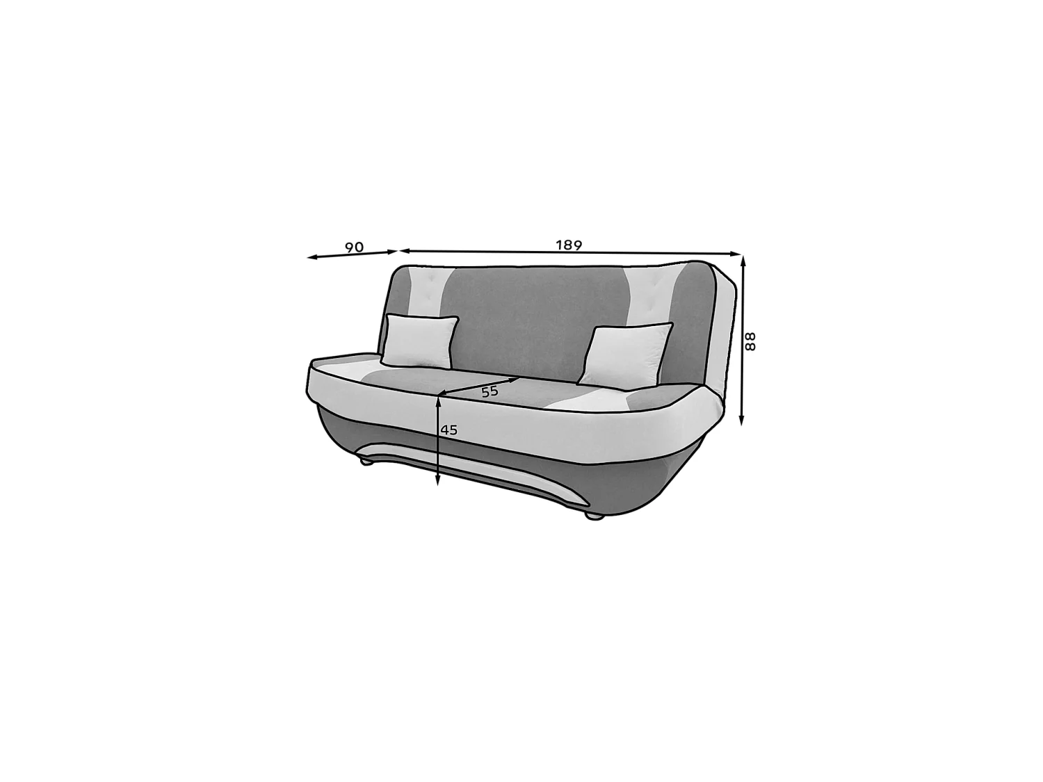 Couch Eva (117x192) / Ab Lager/Stoff-Blau