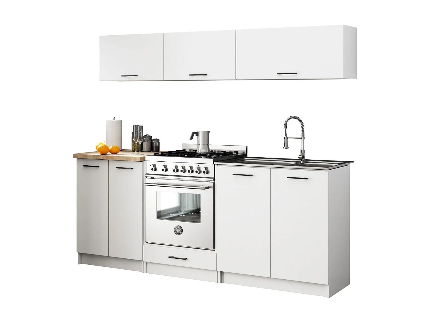 Zestaw kuchenny AKORD OLIWIA G1 2.0m Biały 200 cm 8 drzwi kolor Biały mat 6 półek 200x46x174 cm