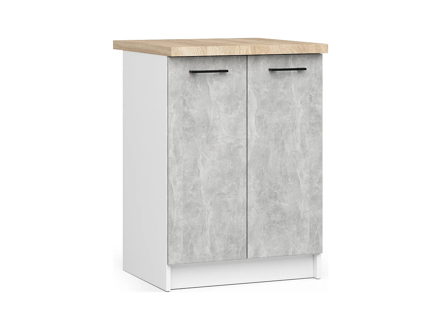 Ensemble De Cuisine AKORD OLIWIA 2.4m Blanc 240 cm 11 portes 1 tiroir façade Béton 240x46x203 cm