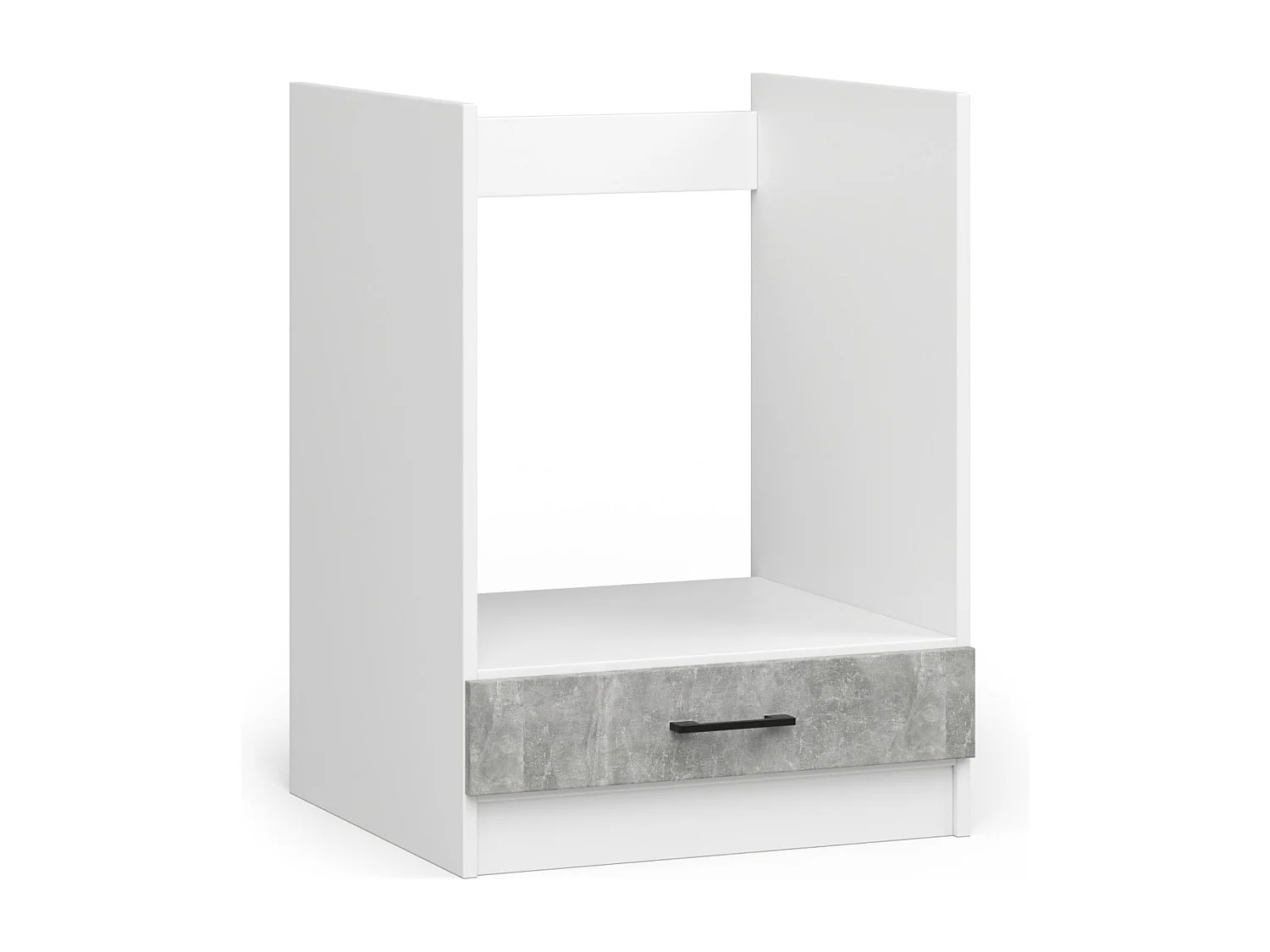 Complete Keuken, Keukenmeubelset OLI0WIA G2 met Verkblad 240 cm breed / Keukeneenheid zonder apparatuur / Wit – Beton Grijs / 240 x 203 x 46 cm